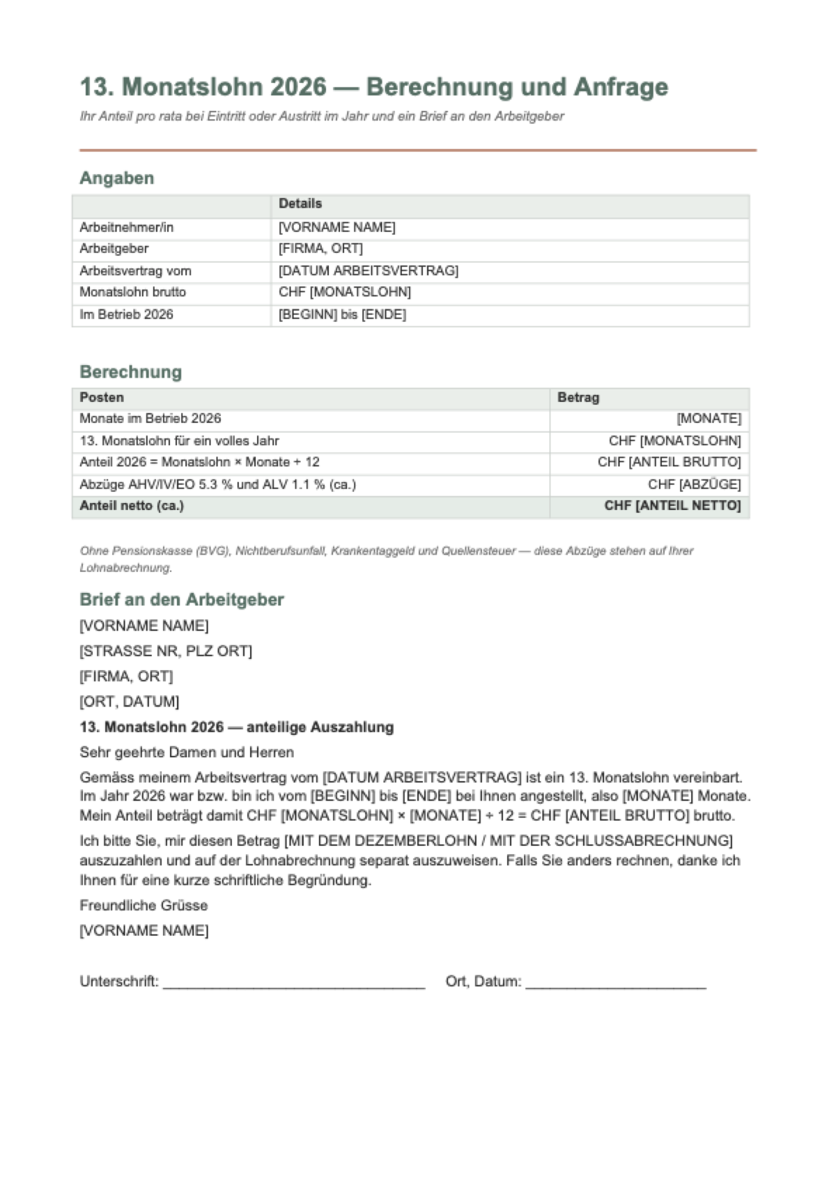 13. Monatslohn berechnen: first page