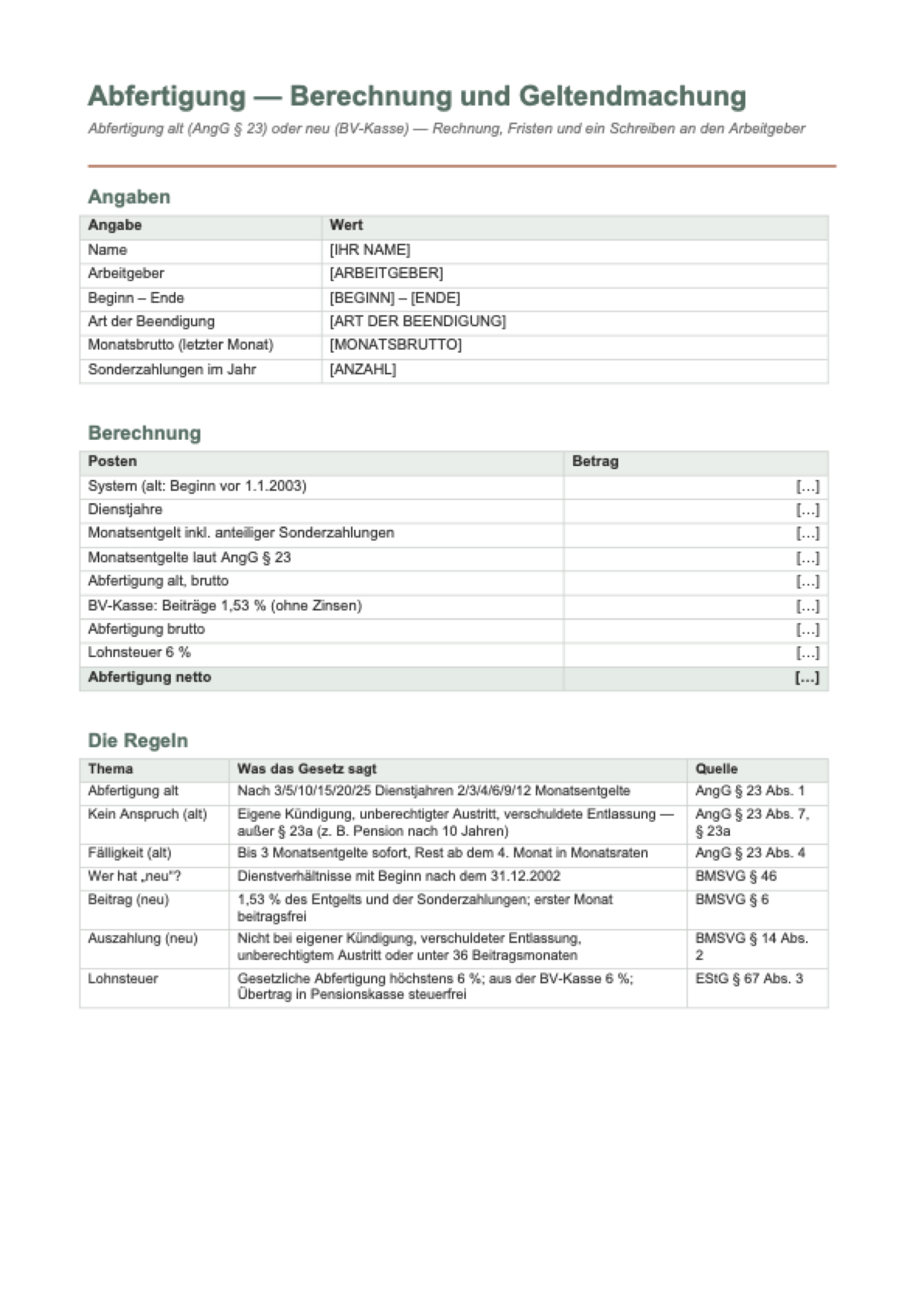 Abfertigung Rechner Österreich: first page