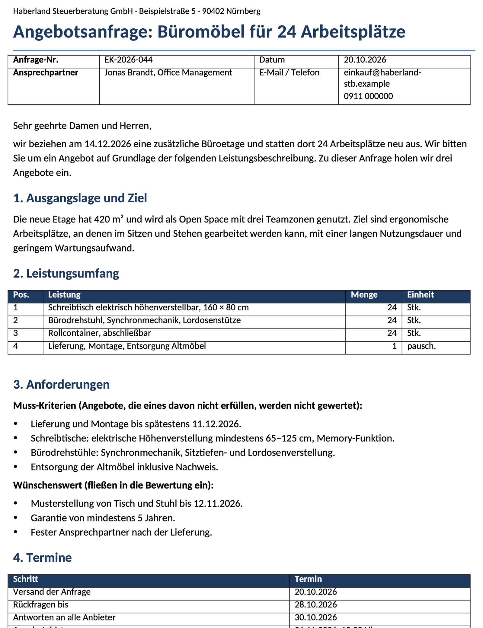Angebotsanfrage mit Lastenheft, auf die alle gleich antworten: first page