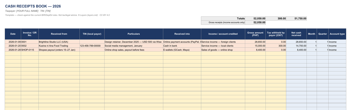 Books of accounts 2026 (Excel): page preview