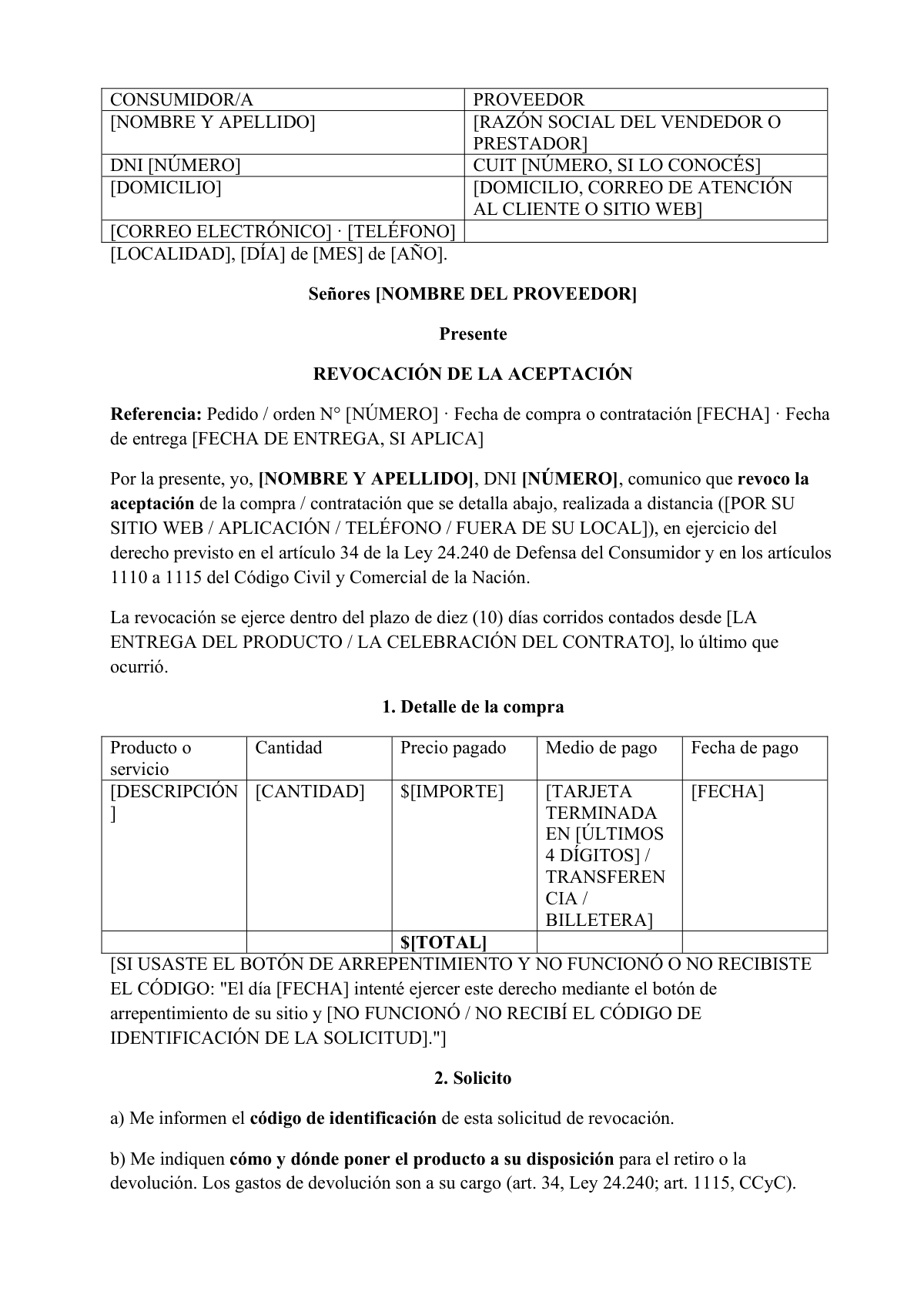 Te arrepentiste de una compra online: first page