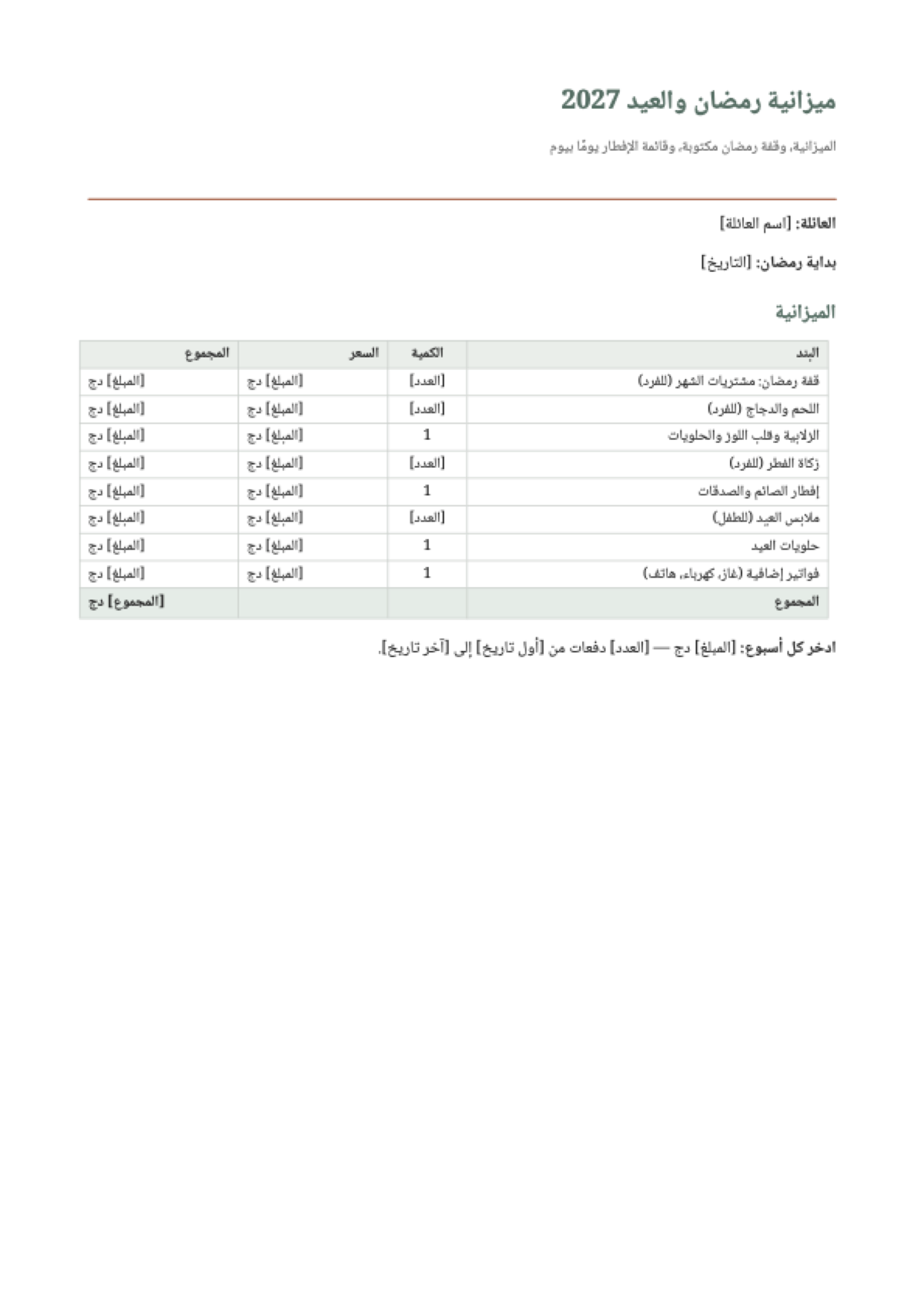 قائمة مشتريات رمضان 2027 في الجزائر: first page