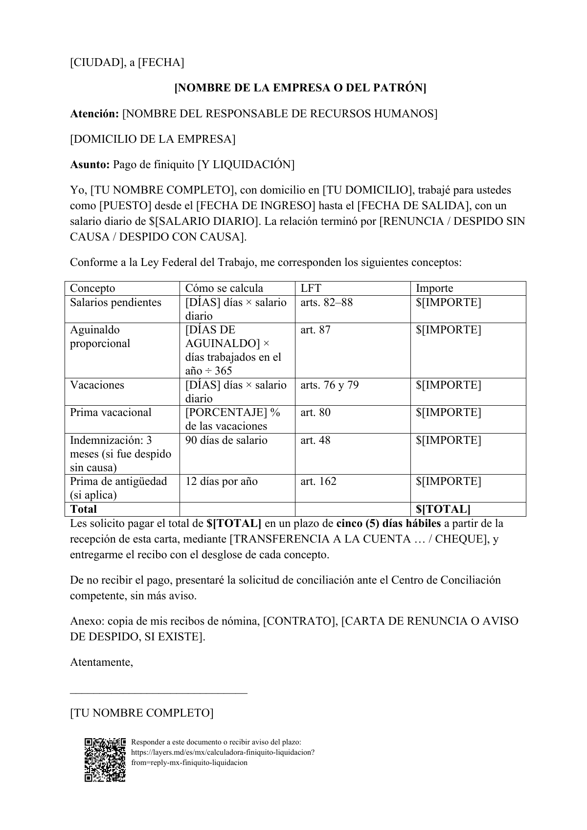 Calculadora de finiquito y liquidación: first page