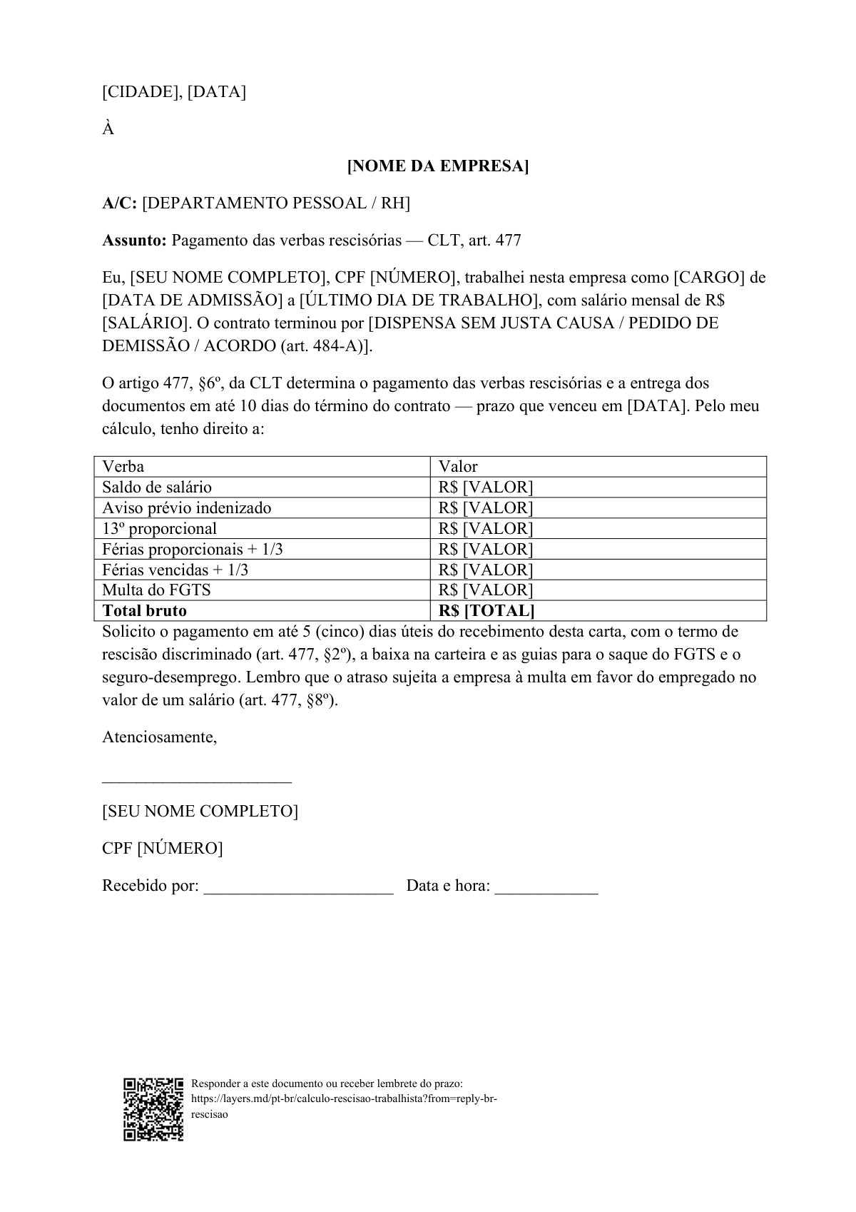 Calcule sua rescisão trabalhista: first page