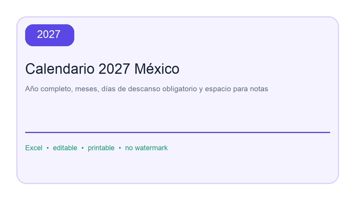 Calendario 2027 México: first page