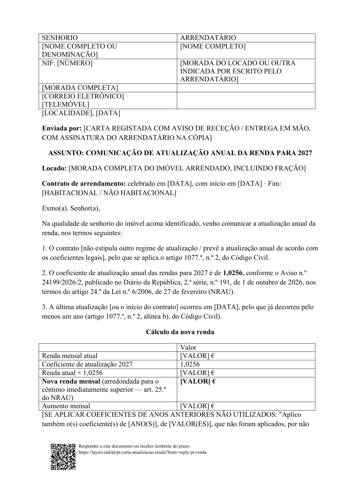 Atualização da renda em 2027: first page