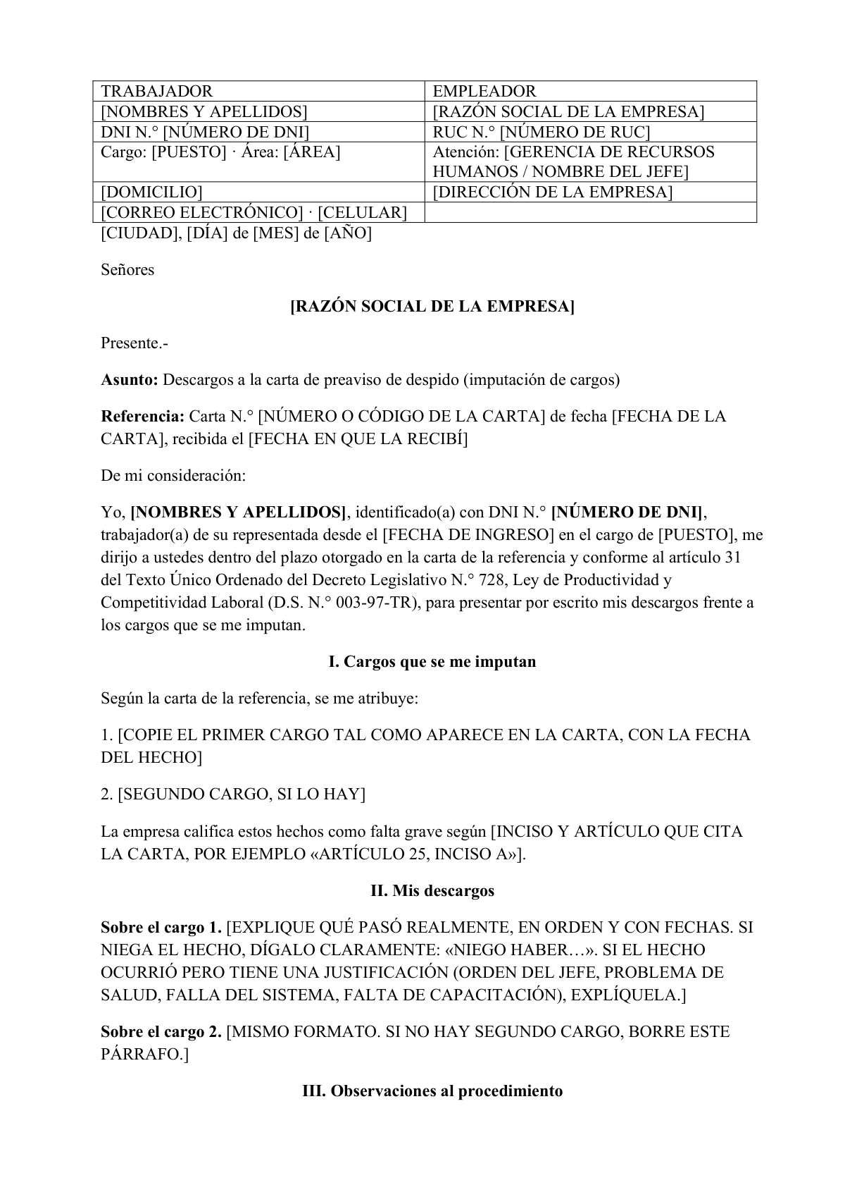 Te llegó una carta de preaviso de despido: first page