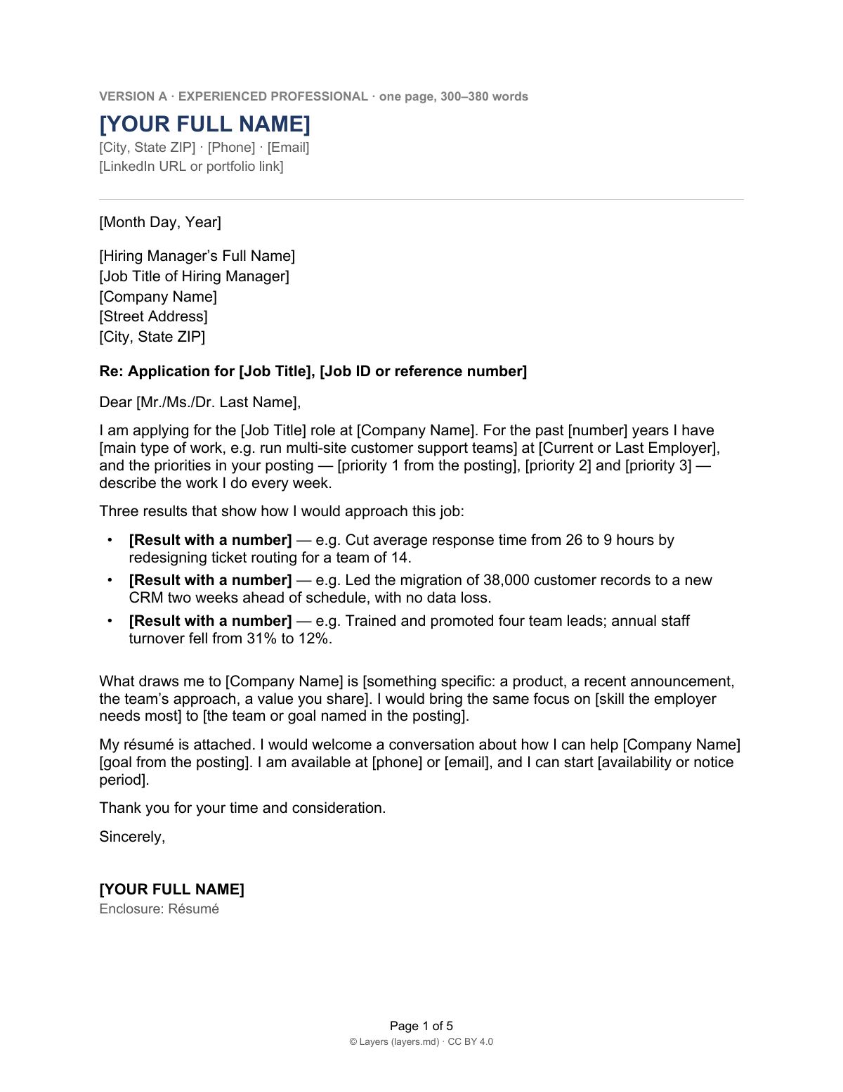 Cover Letter Examples — 3 Templates to Fill In (Word)