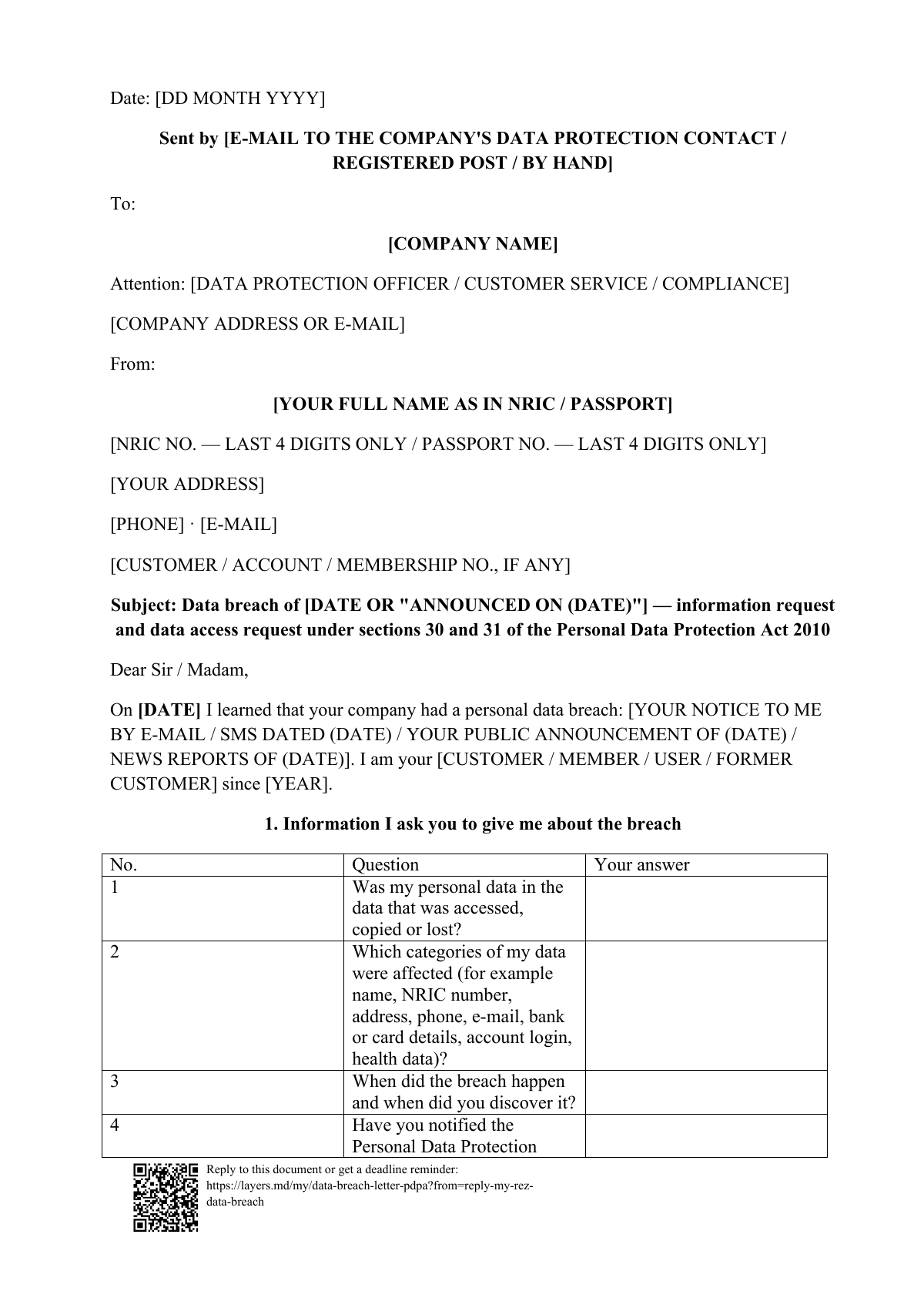 Your data was in a breach?: first page