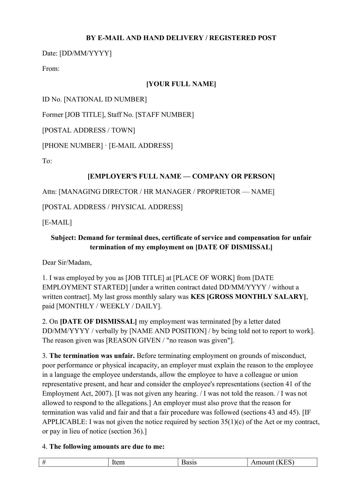 Dismissed and your terminal dues not paid?: first page