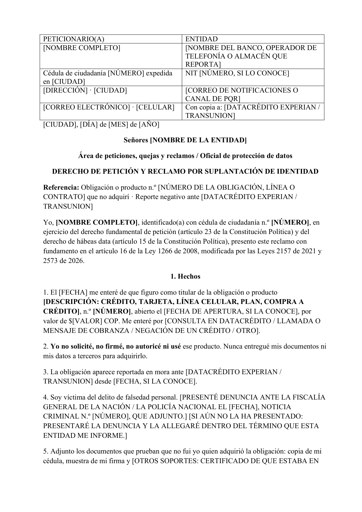 Te suplantaron y apareces reportado: first page