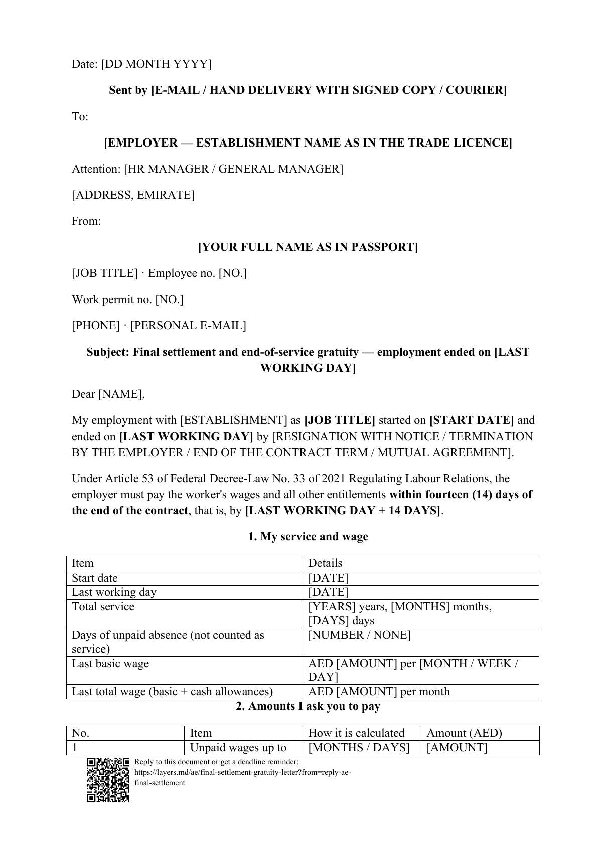 Leaving your job in the UAE?: first page