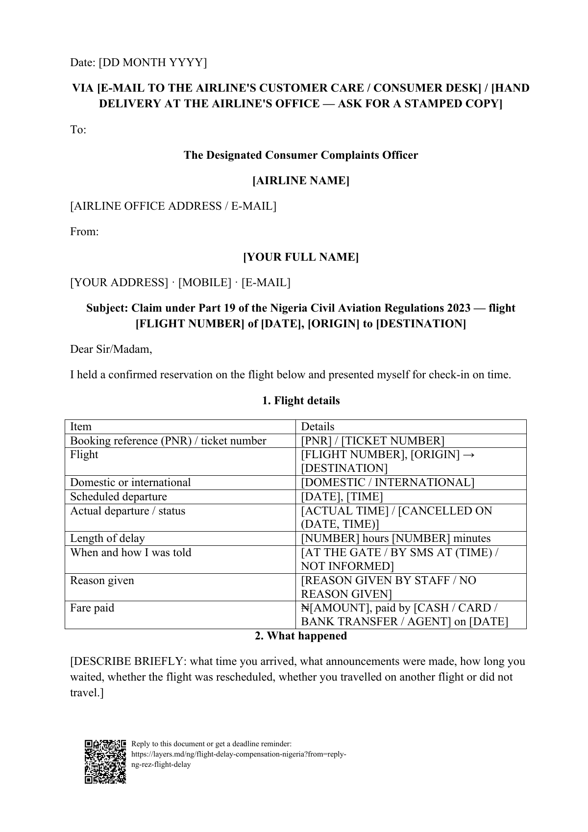 Flight delayed or cancelled?: first page