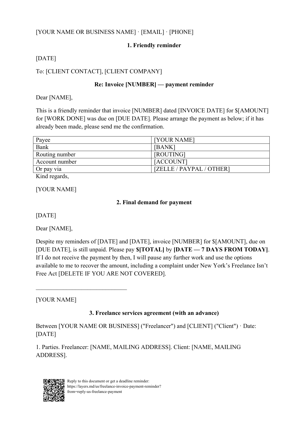 Client not paying your invoice: first page