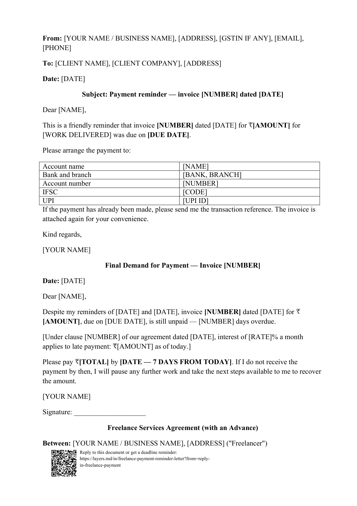 Client not paying your invoice: first page
