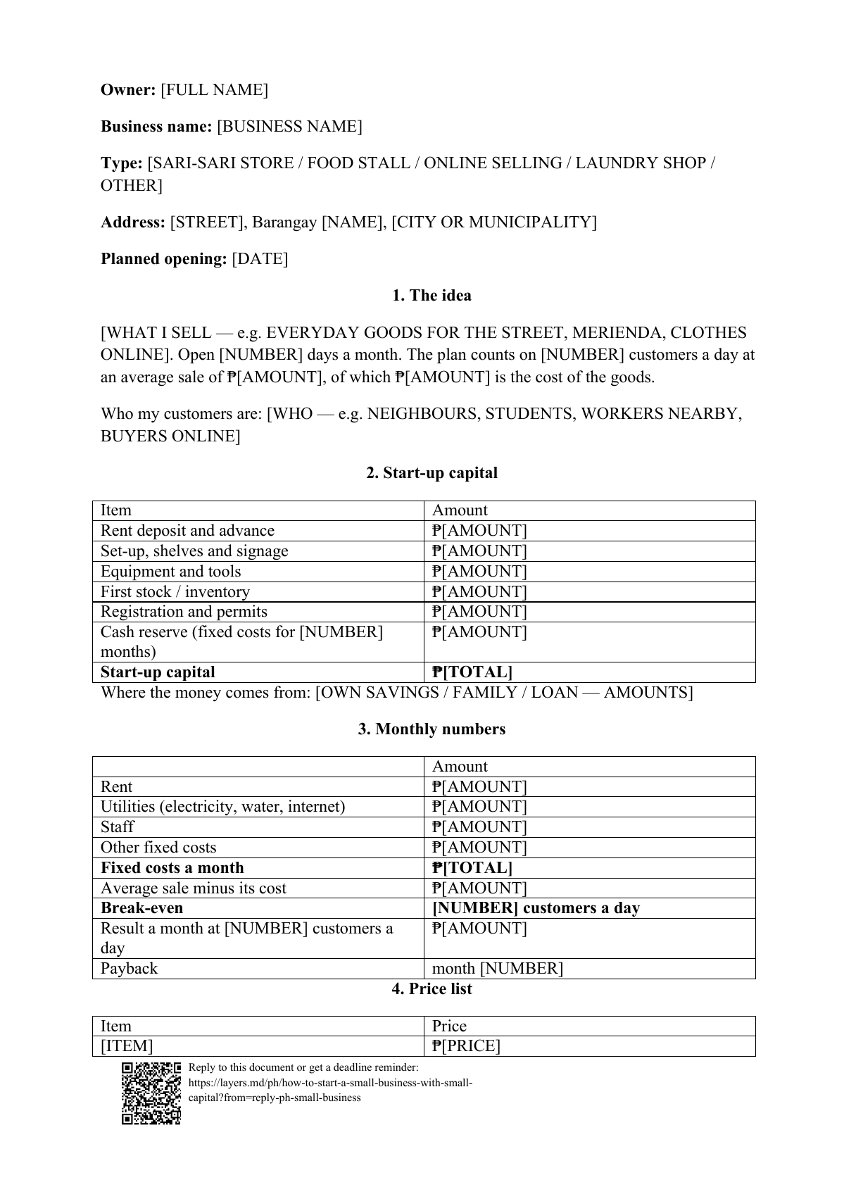 How to start a small business with small capital: first page
