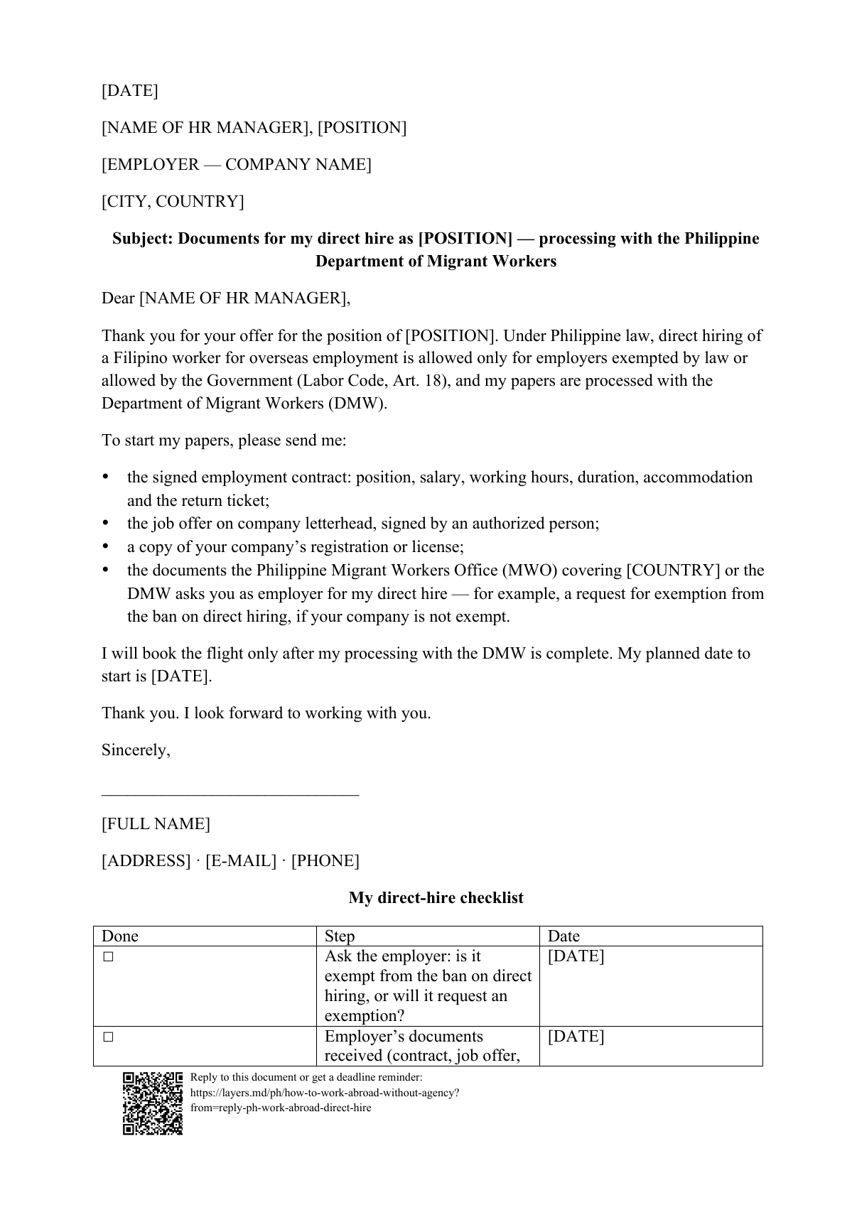 How to work abroad without an agency: first page