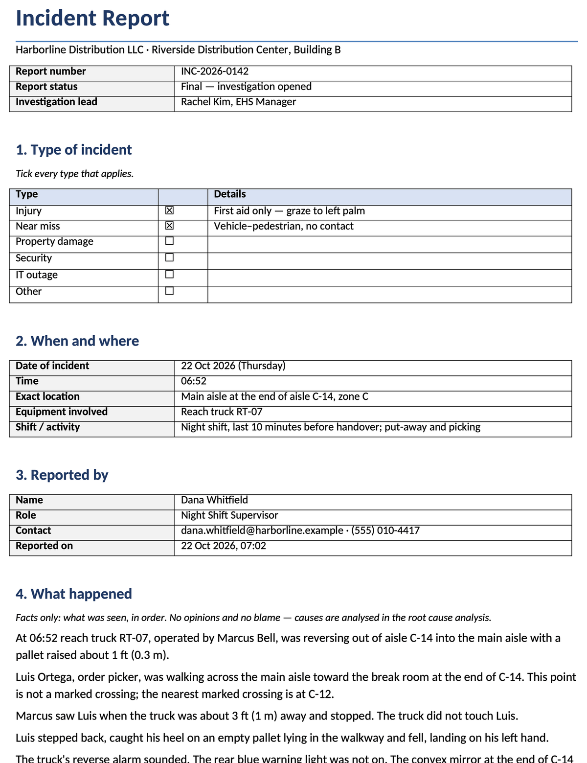 Email Example Sign In On Windows Incident Report Template — Live Doc + Witness Statements