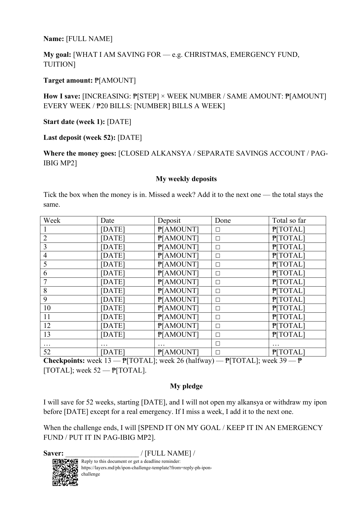 Ipon challenge 2026: first page