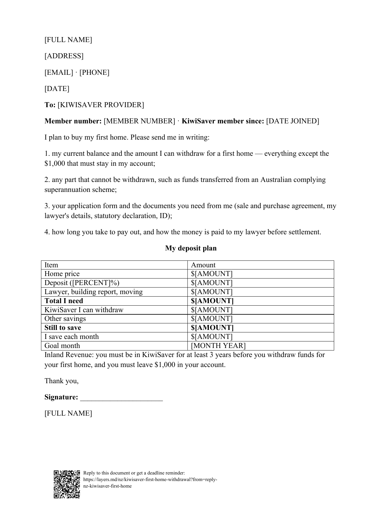 KiwiSaver first home withdrawal: first page