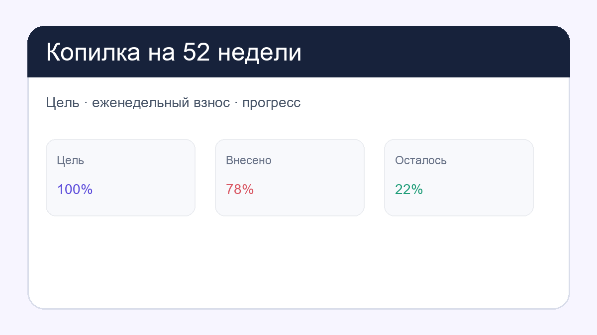 Копилка на 52 недели: first page