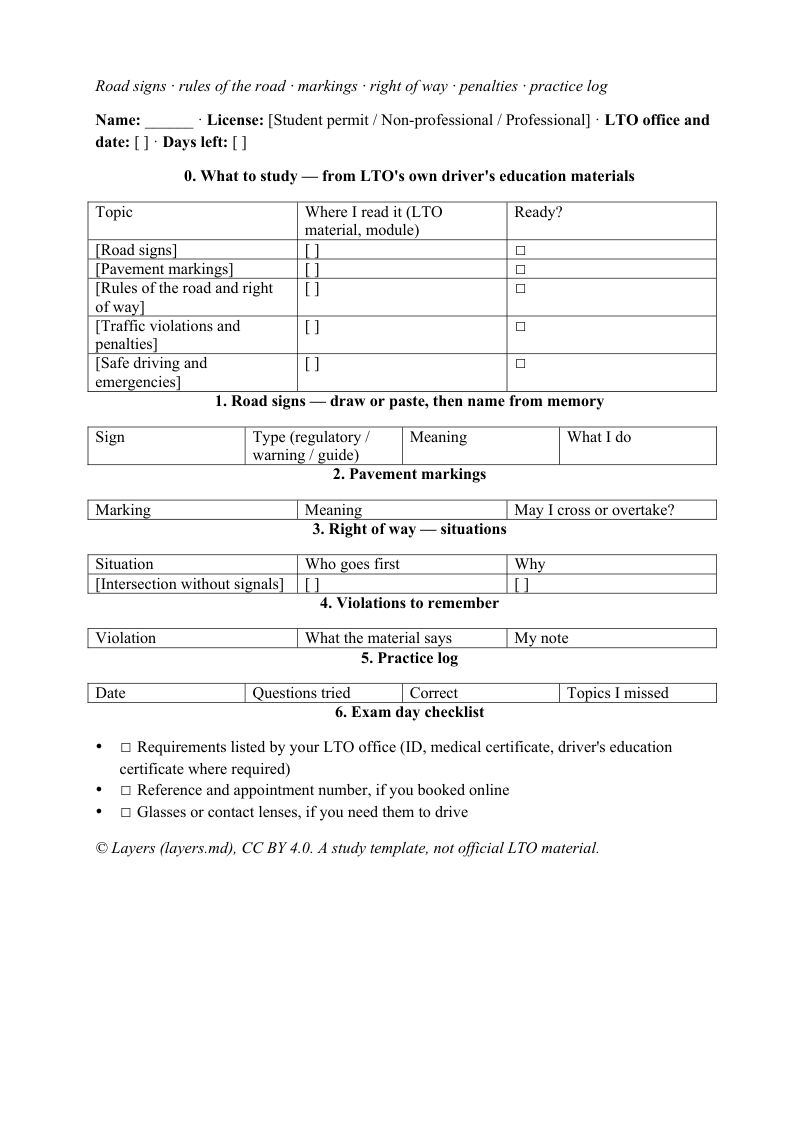 LTO exam reviewer: first page