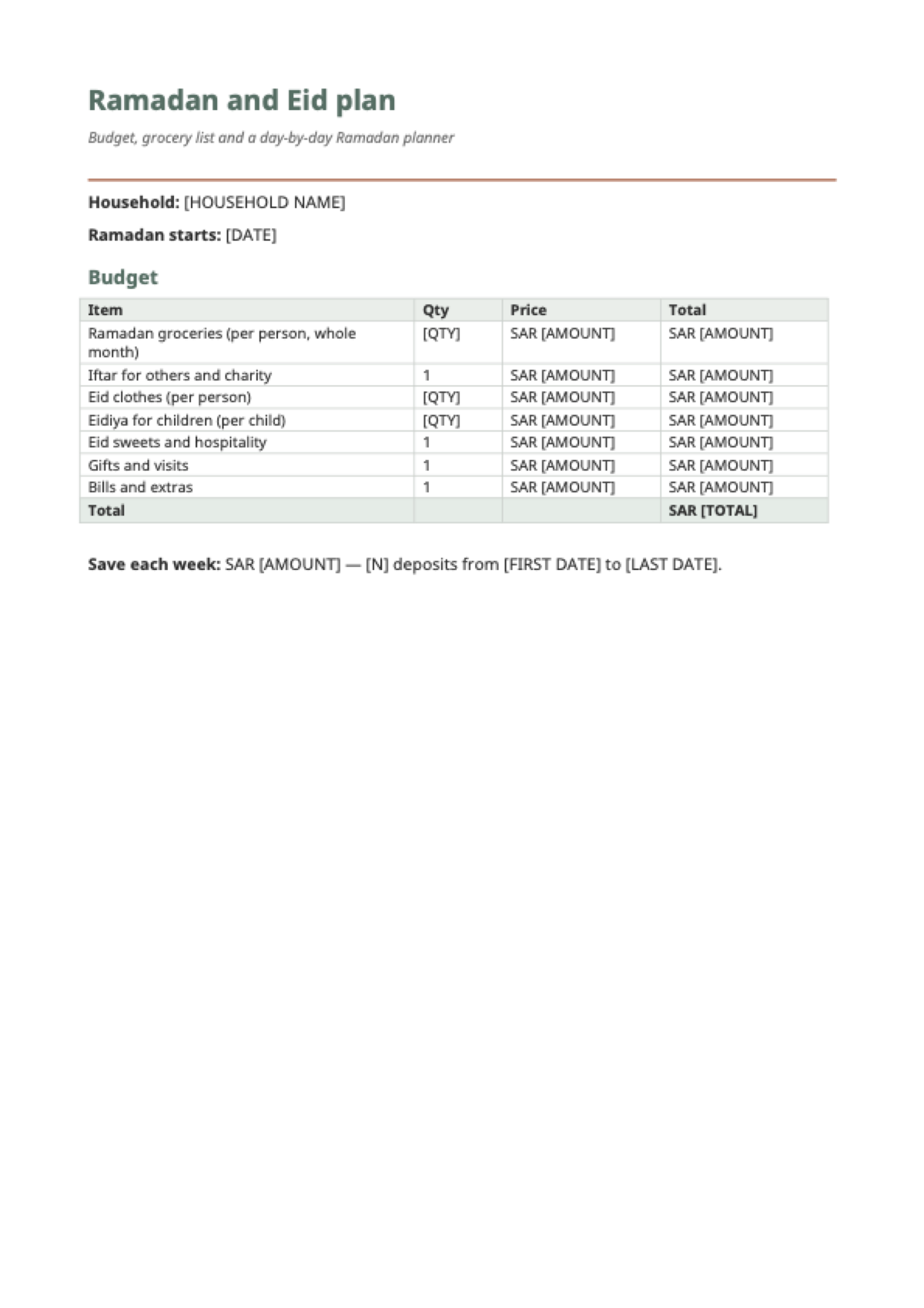 Ramadan 2027 budget: first page