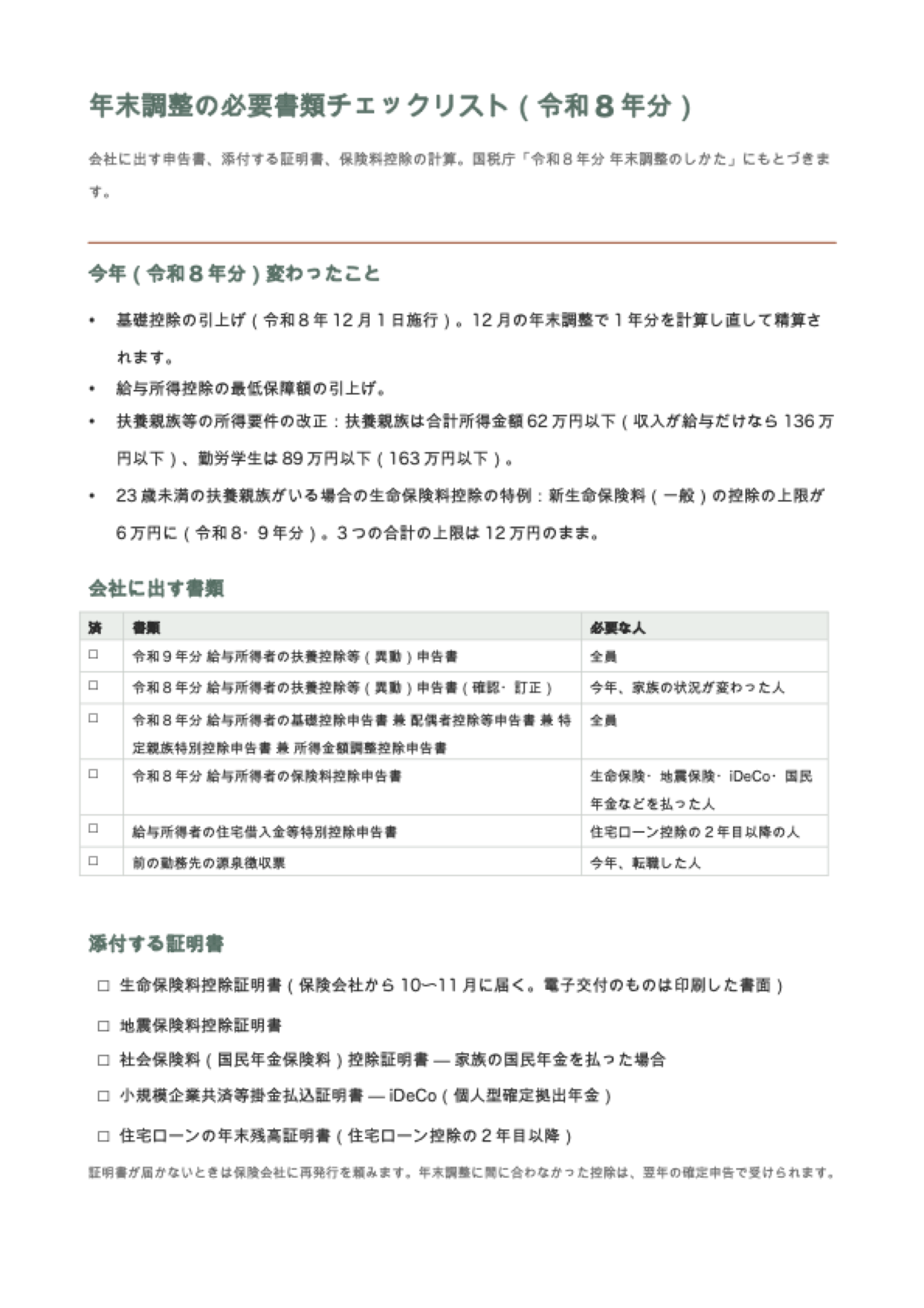 年末調整の保険料控除を計算: first page