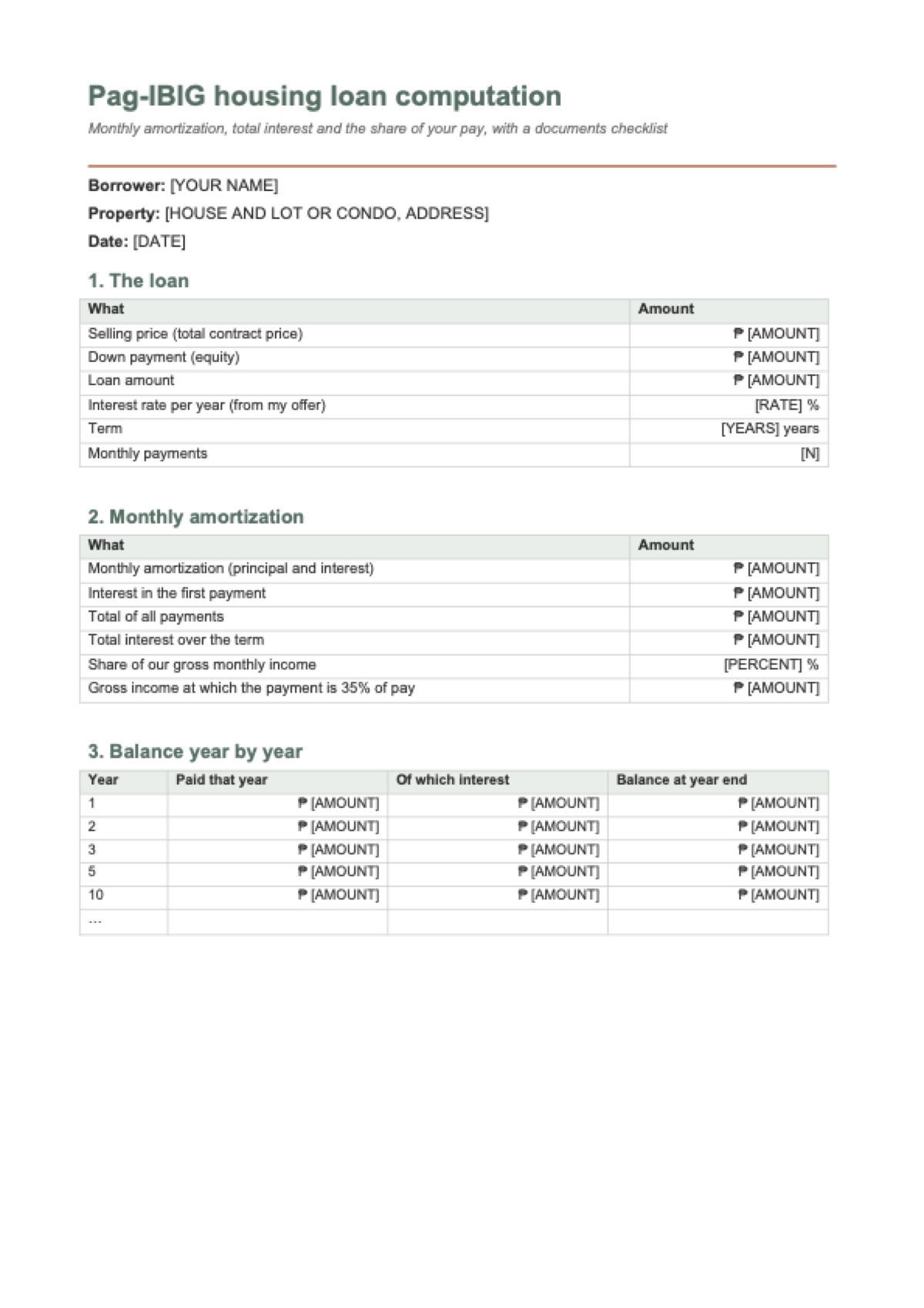 Pag-IBIG housing loan calculator 2026: first page