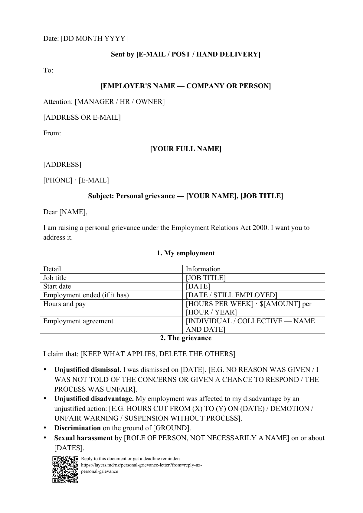 Dismissed or treated unfairly at work?: first page
