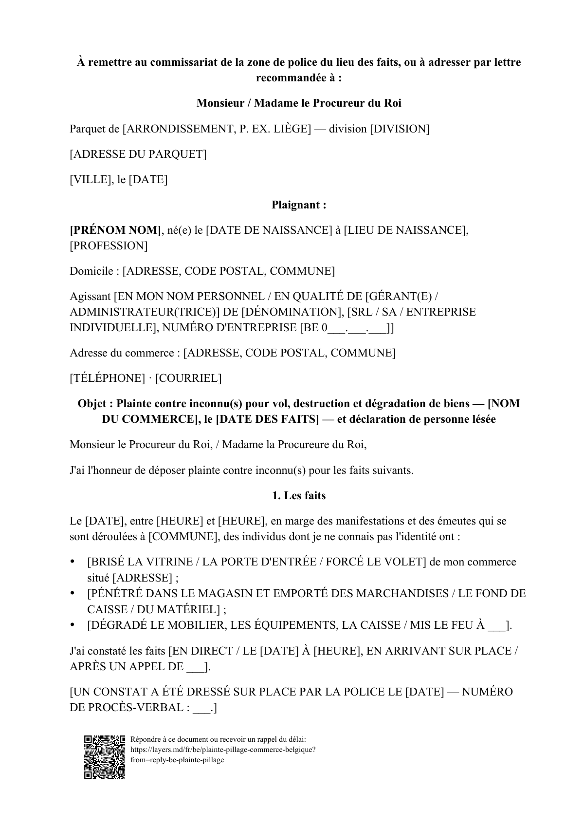 Commerce pillé ou dégradé: first page
