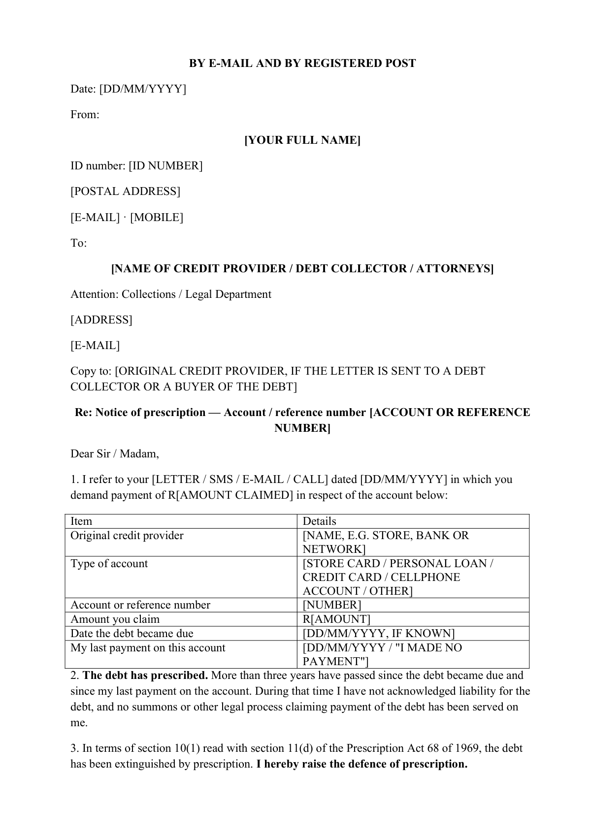 Collector chasing a debt older than 3 years?: first page
