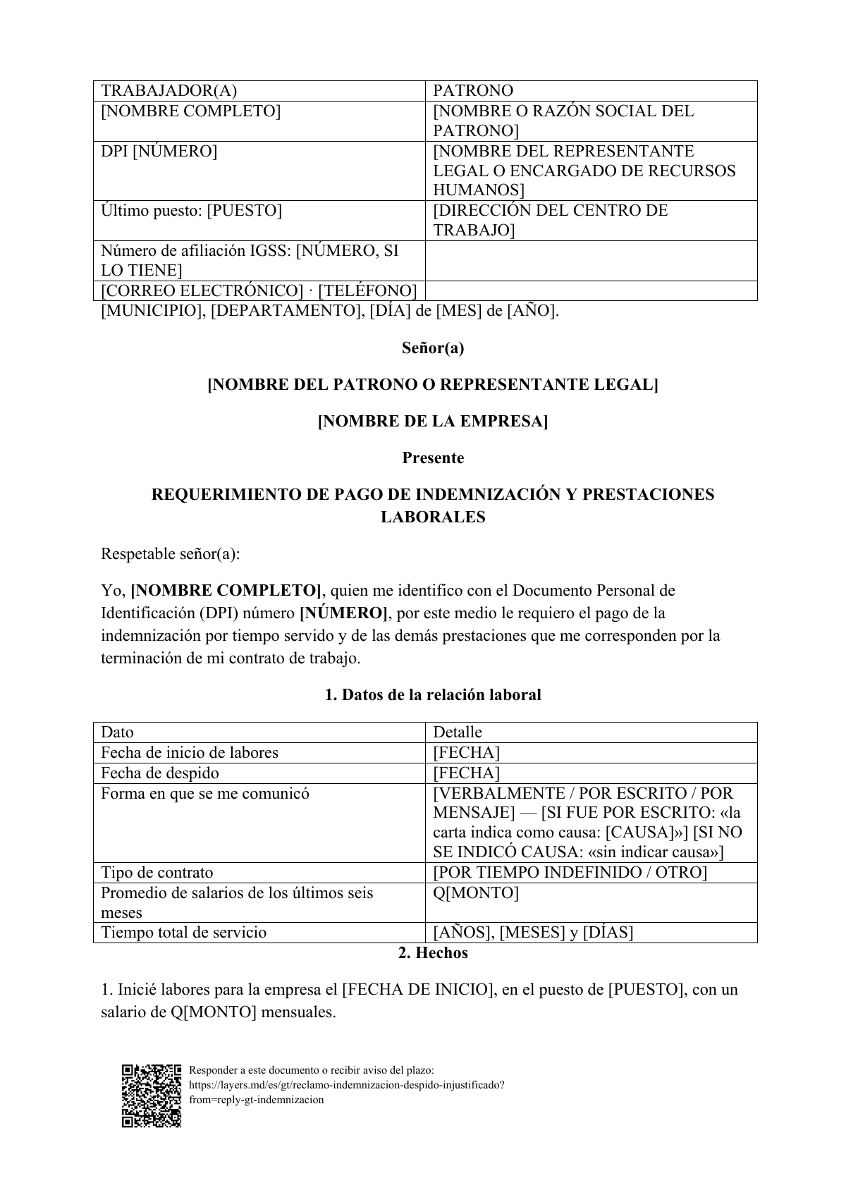 Lo despidieron y no le pagan la indemnización: first page