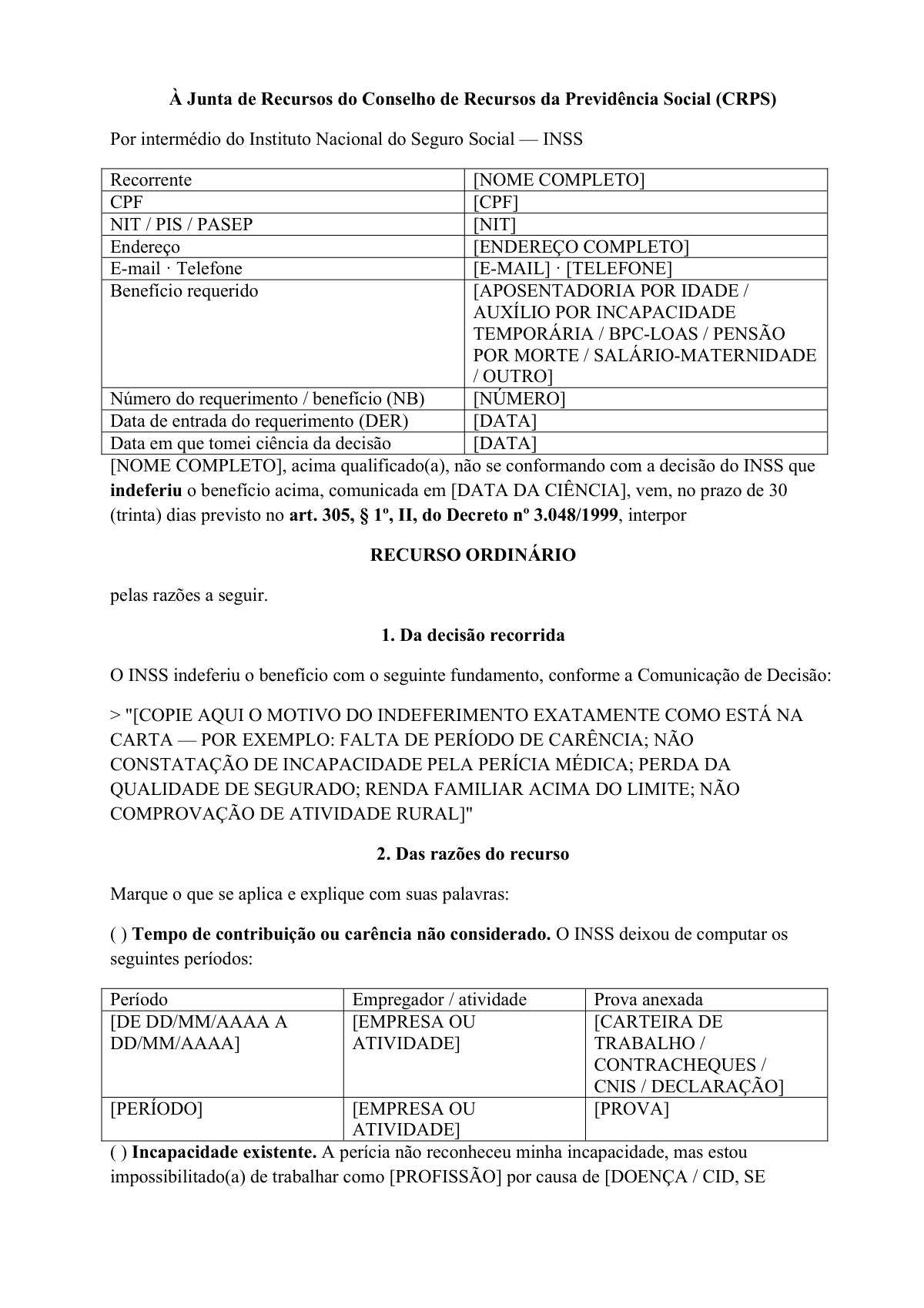 O INSS negou seu benefício: first page