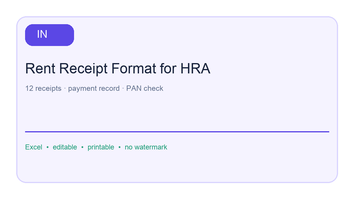 Rent receipt format for HRA: first page