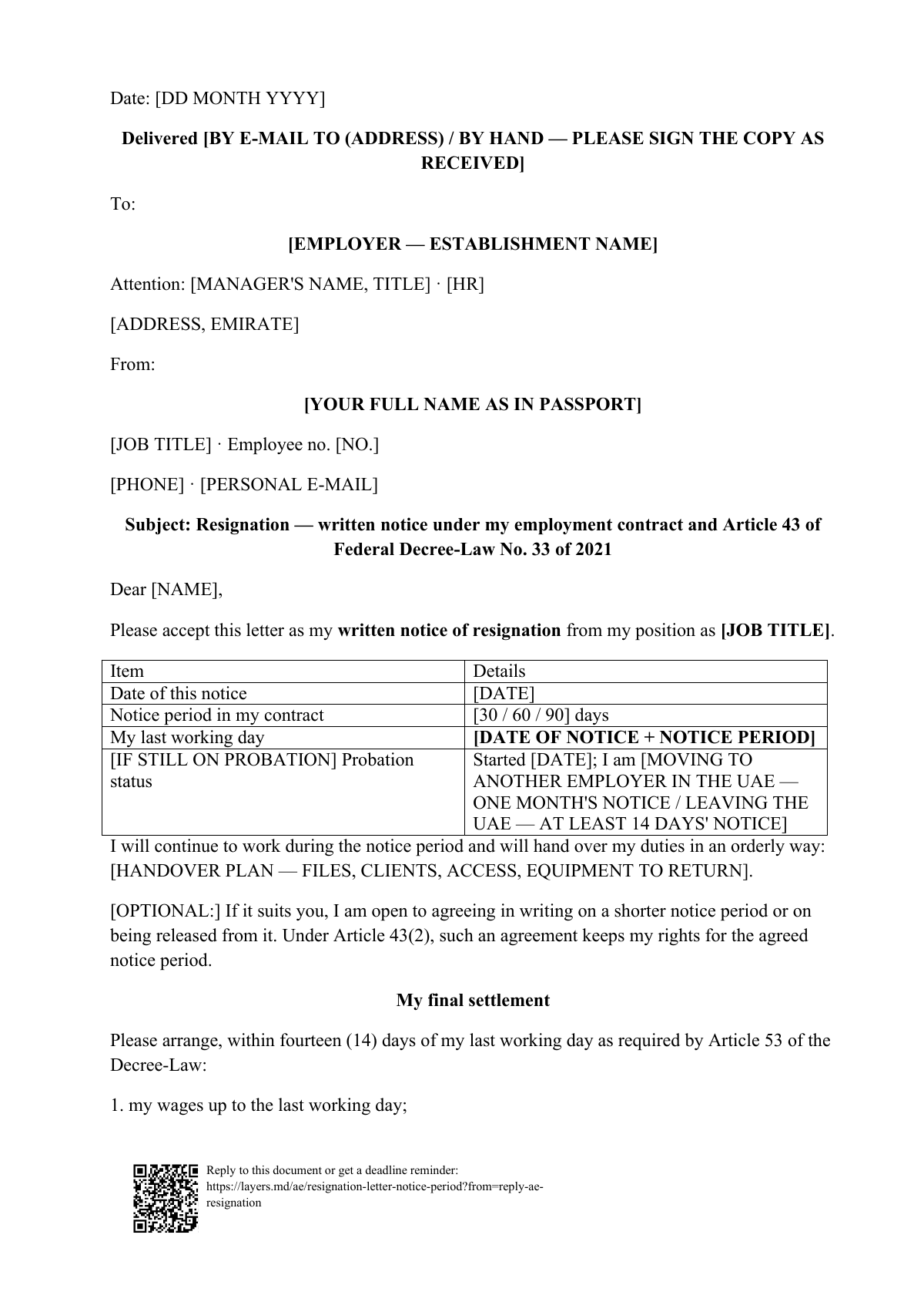 Resigning from your job in the UAE?: first page