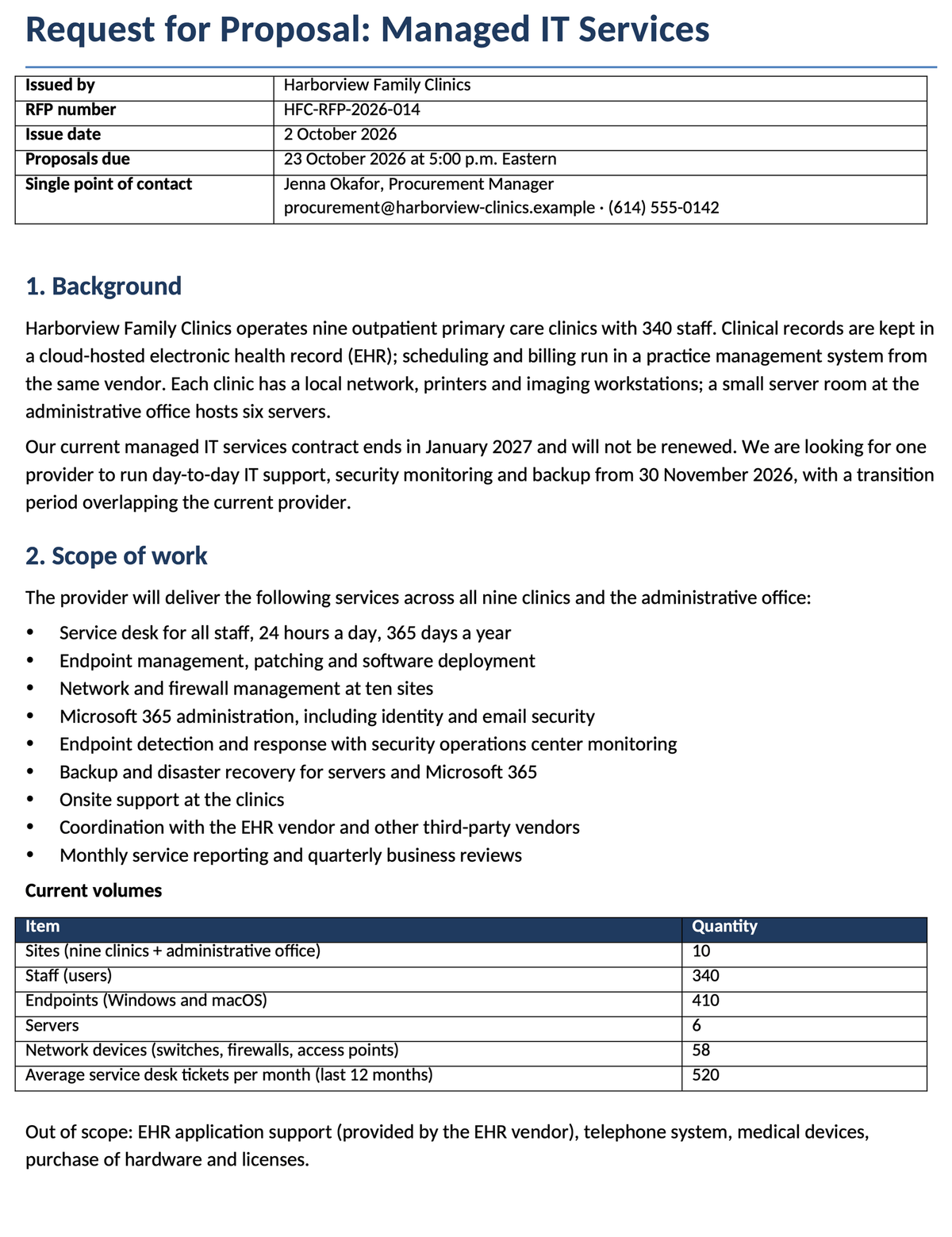 RFP Template — Live Document With Supplier Response Form