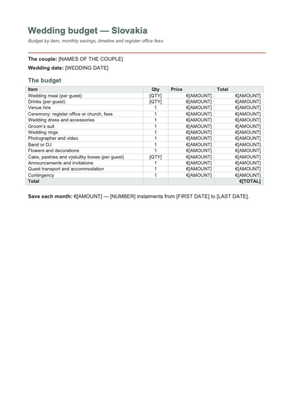 How much does a wedding cost in Slovakia?: first page
