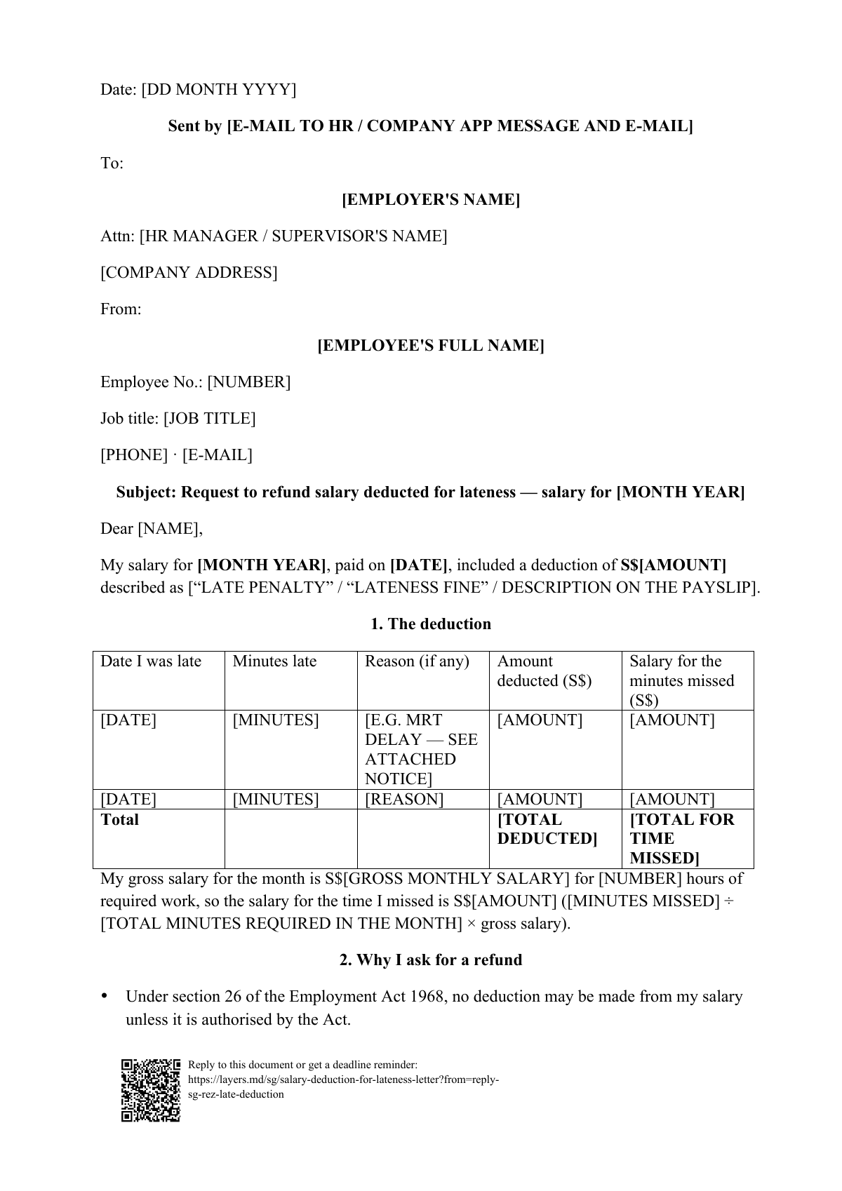 Pay docked for coming late in Singapore?: first page