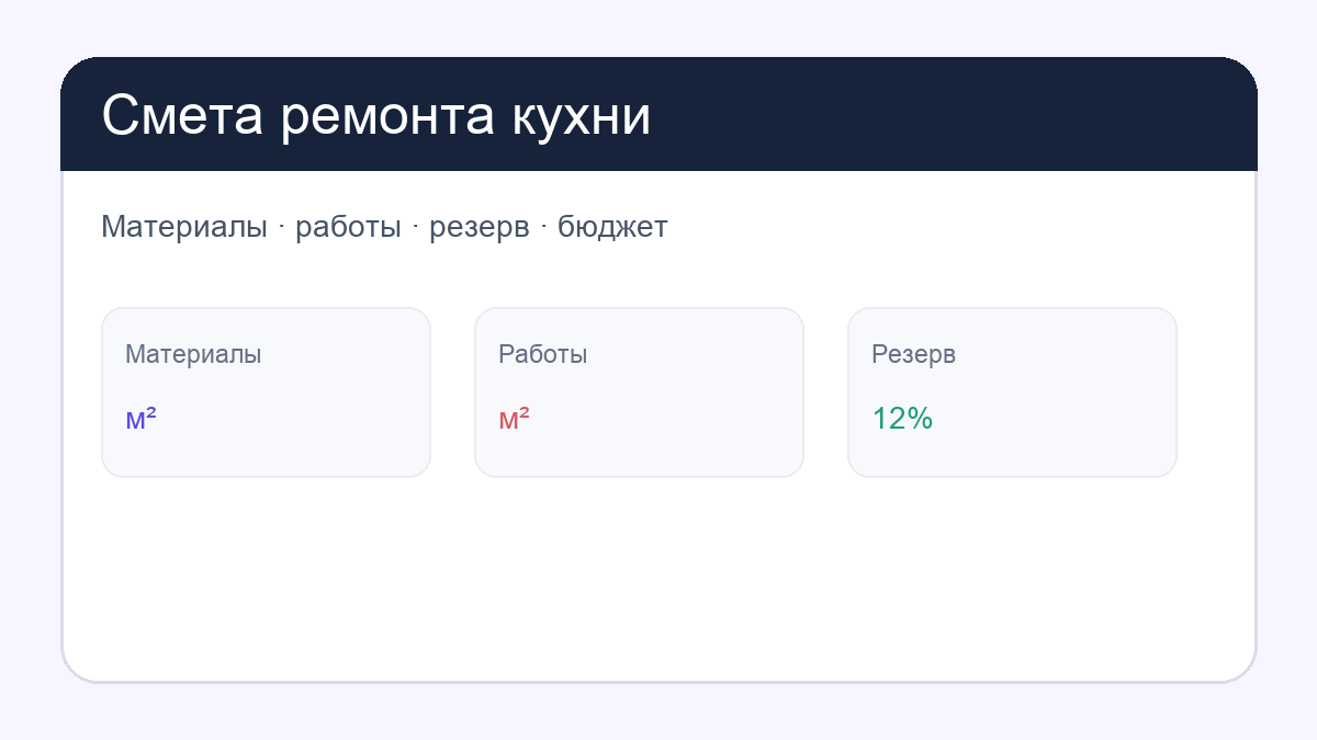 Смета ремонта кухни: first page