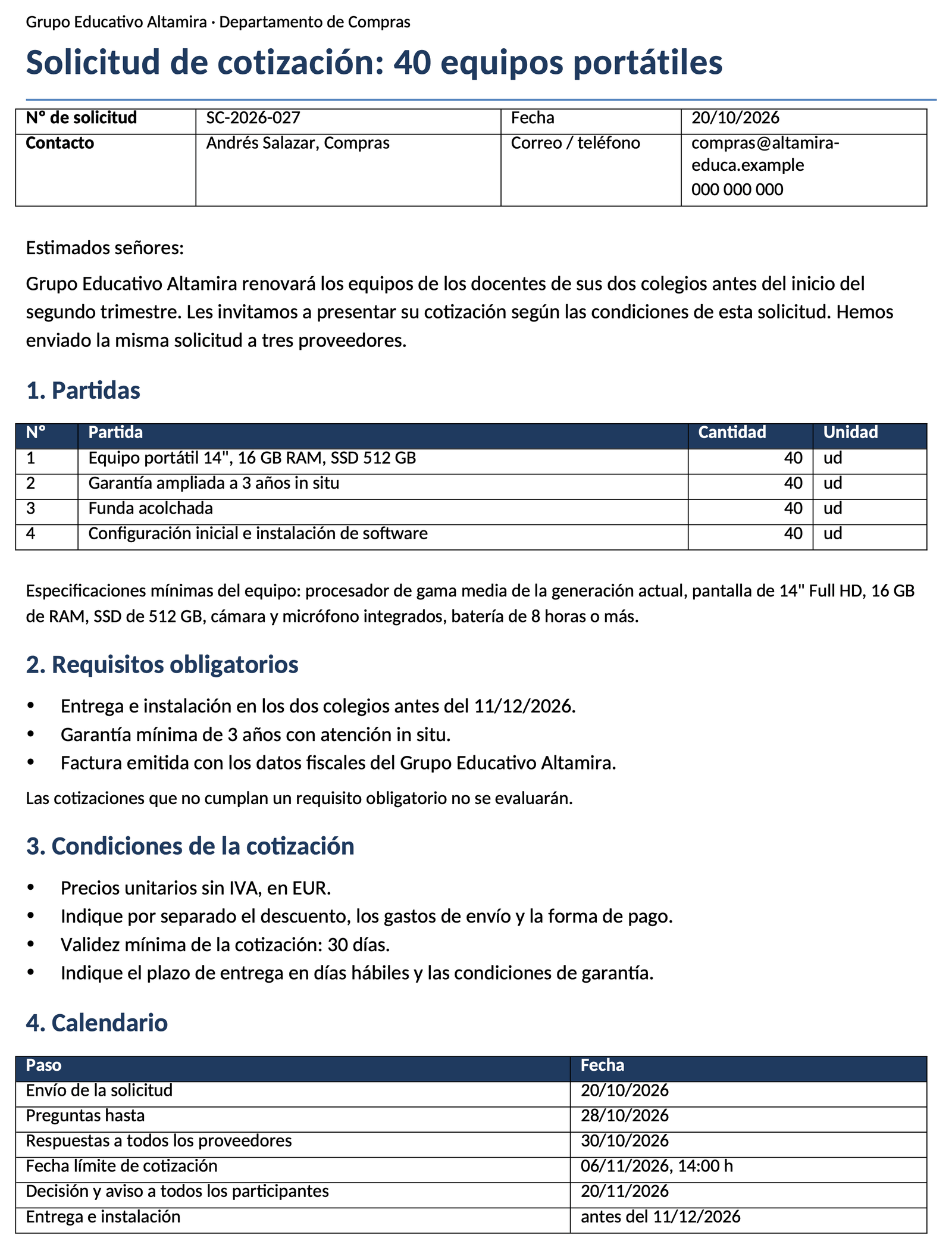 Solicitud de cotización que todos responden igual: first page