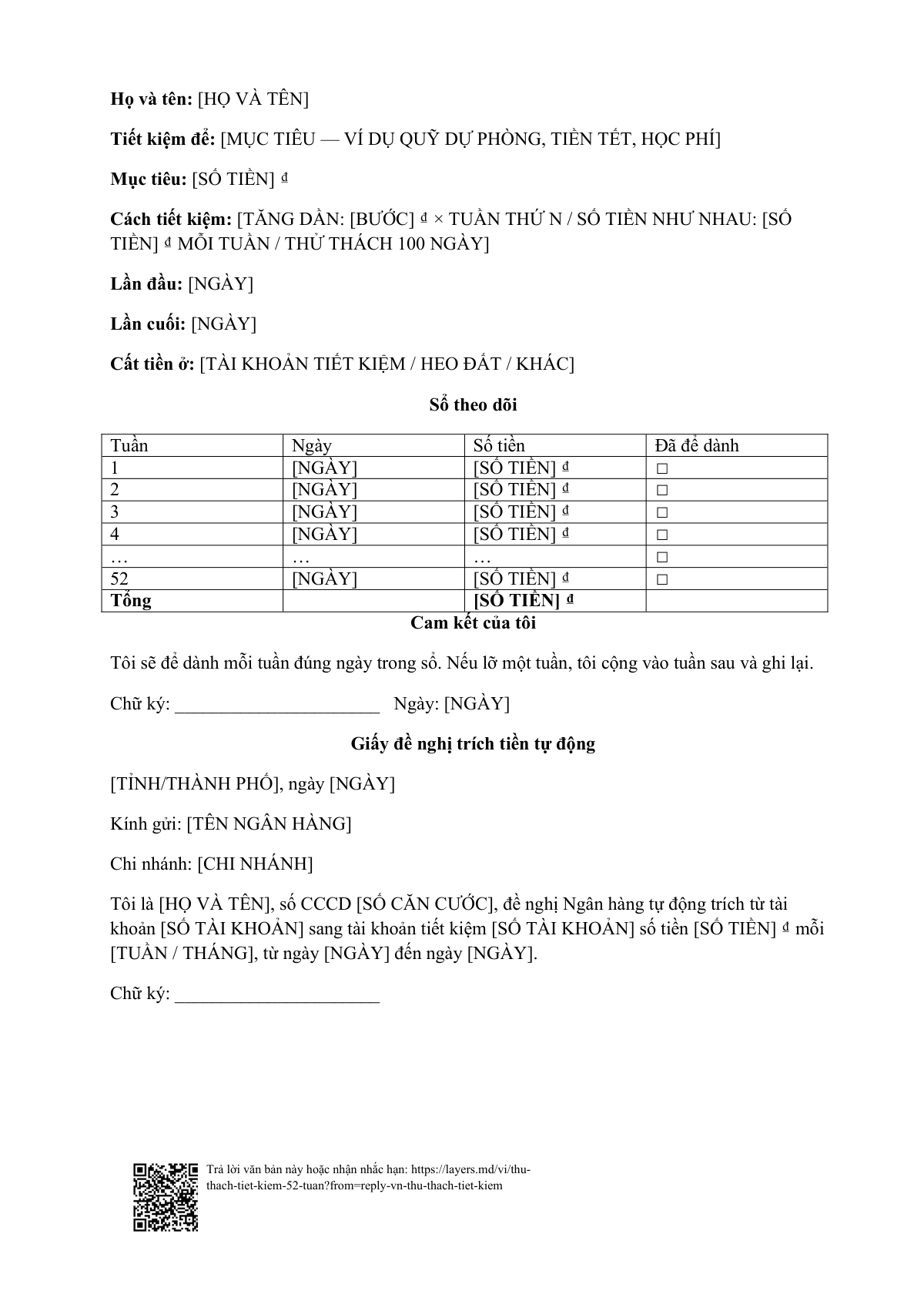 Thử thách tiết kiệm 52 tuần: first page