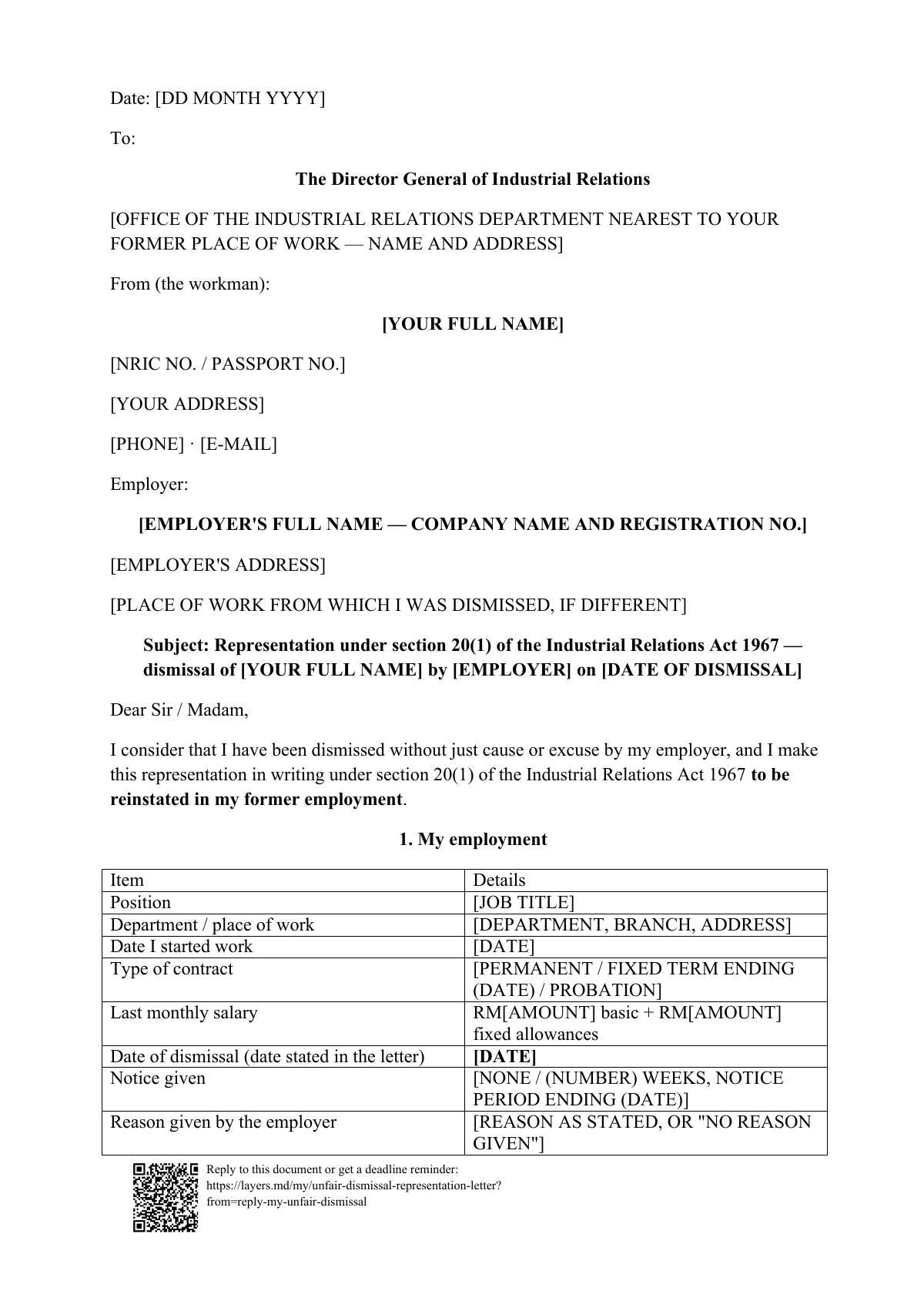 Dismissed without just cause?: first page