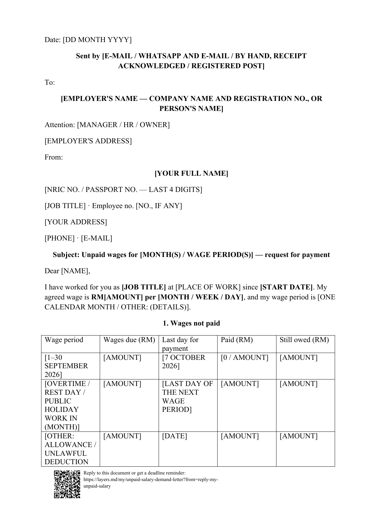 Salary not paid by your employer?: first page