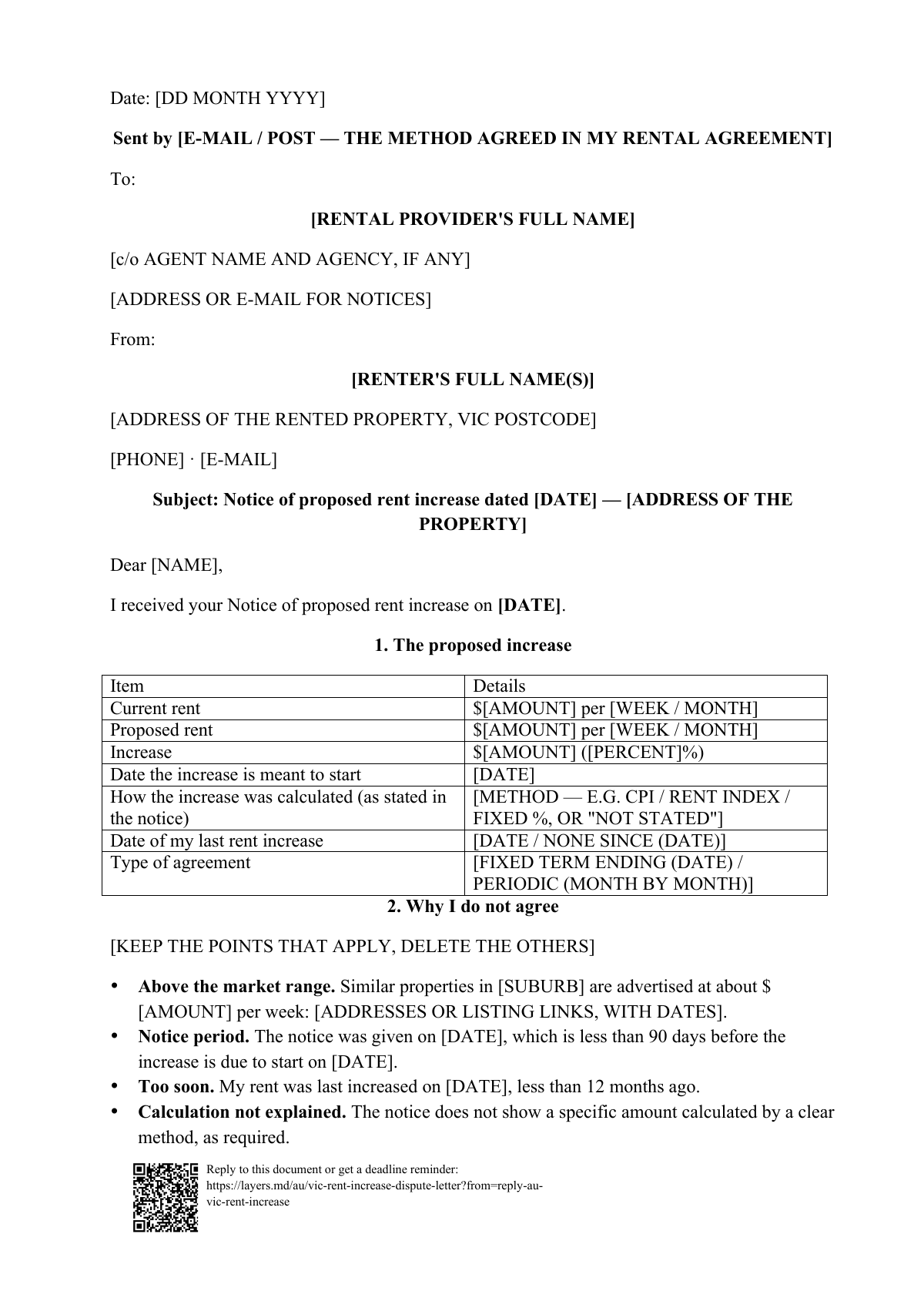 Got a rent increase notice in Victoria?: first page