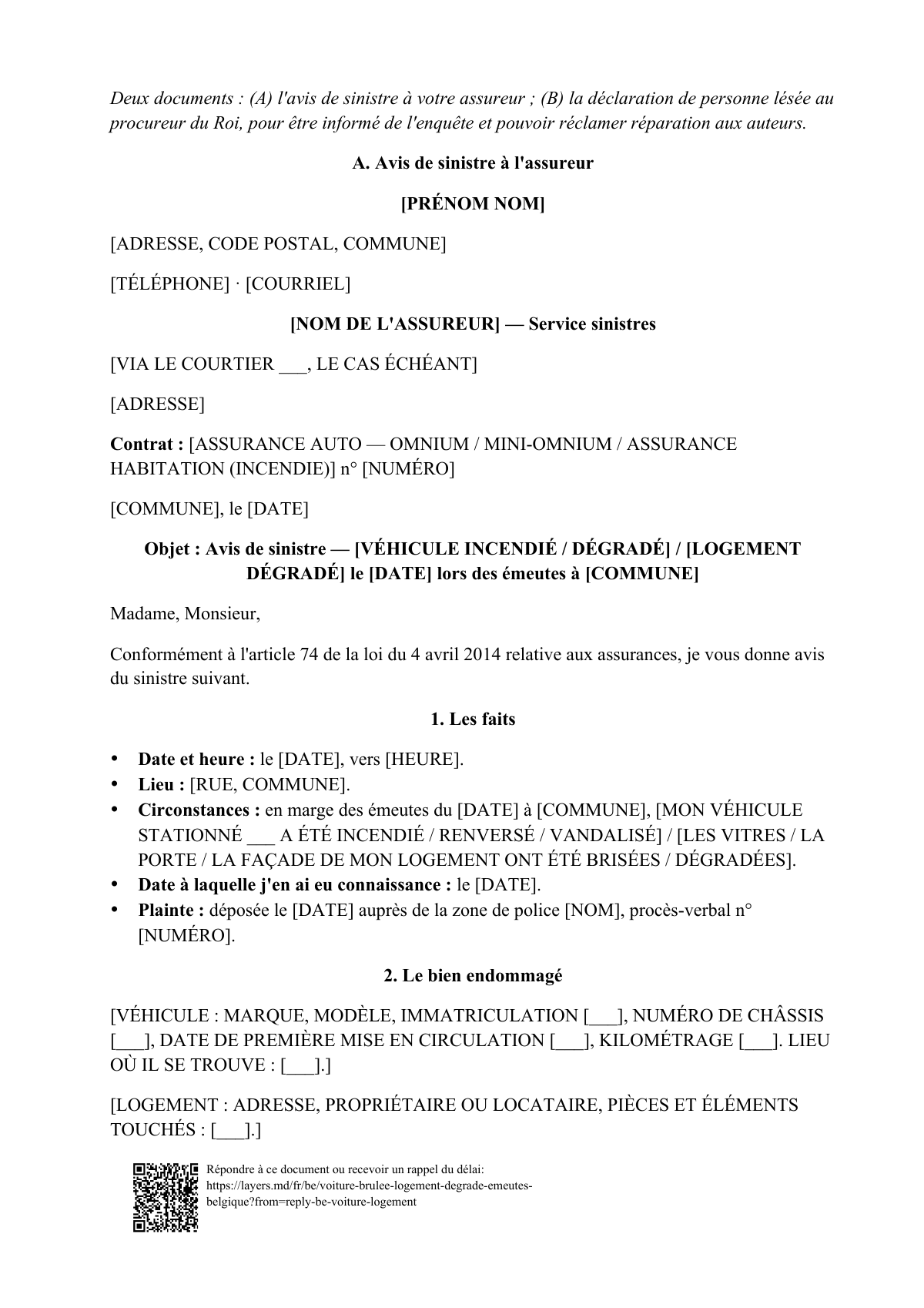 Voiture brûlée ou logement dégradé: first page