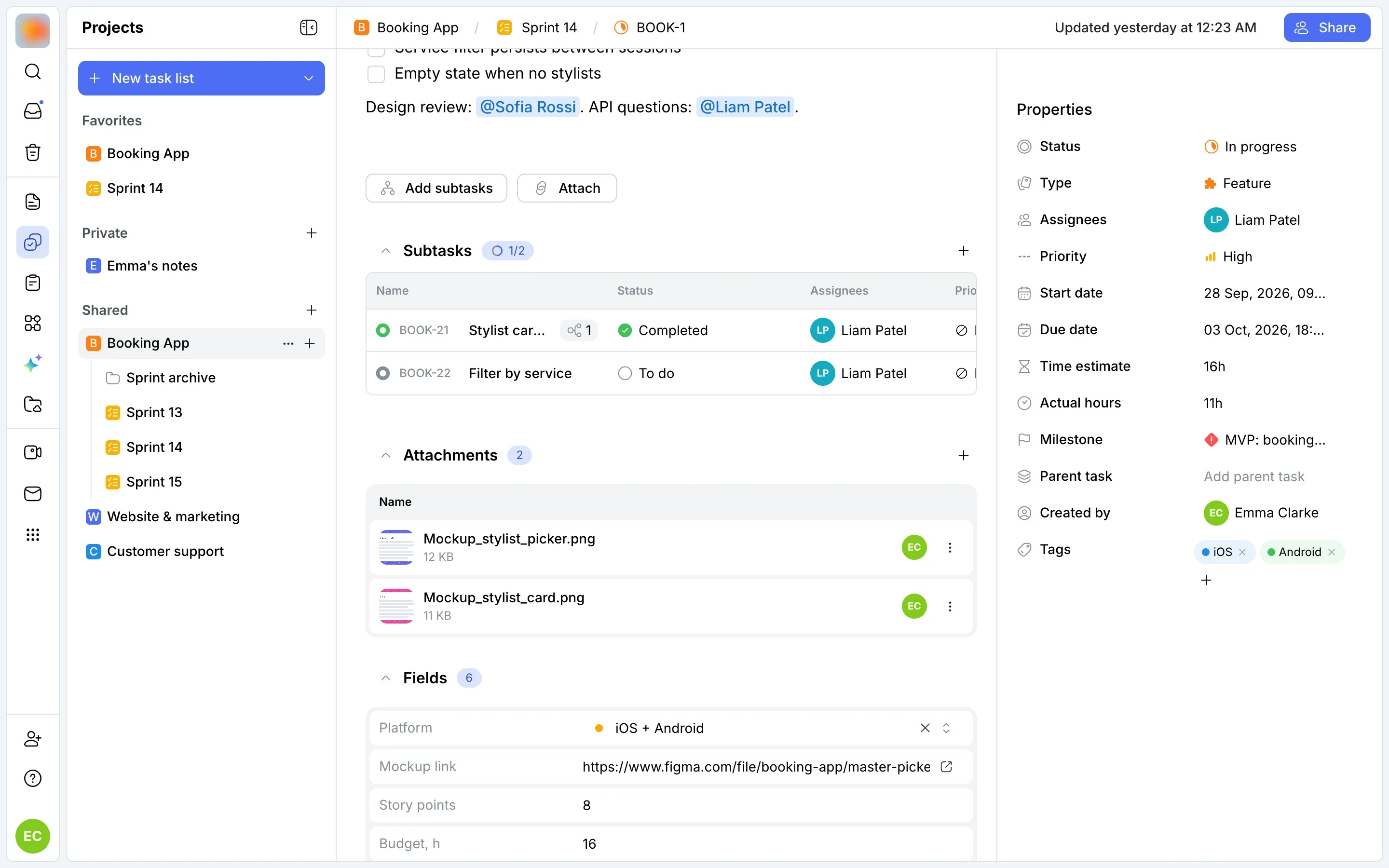 Task attachments