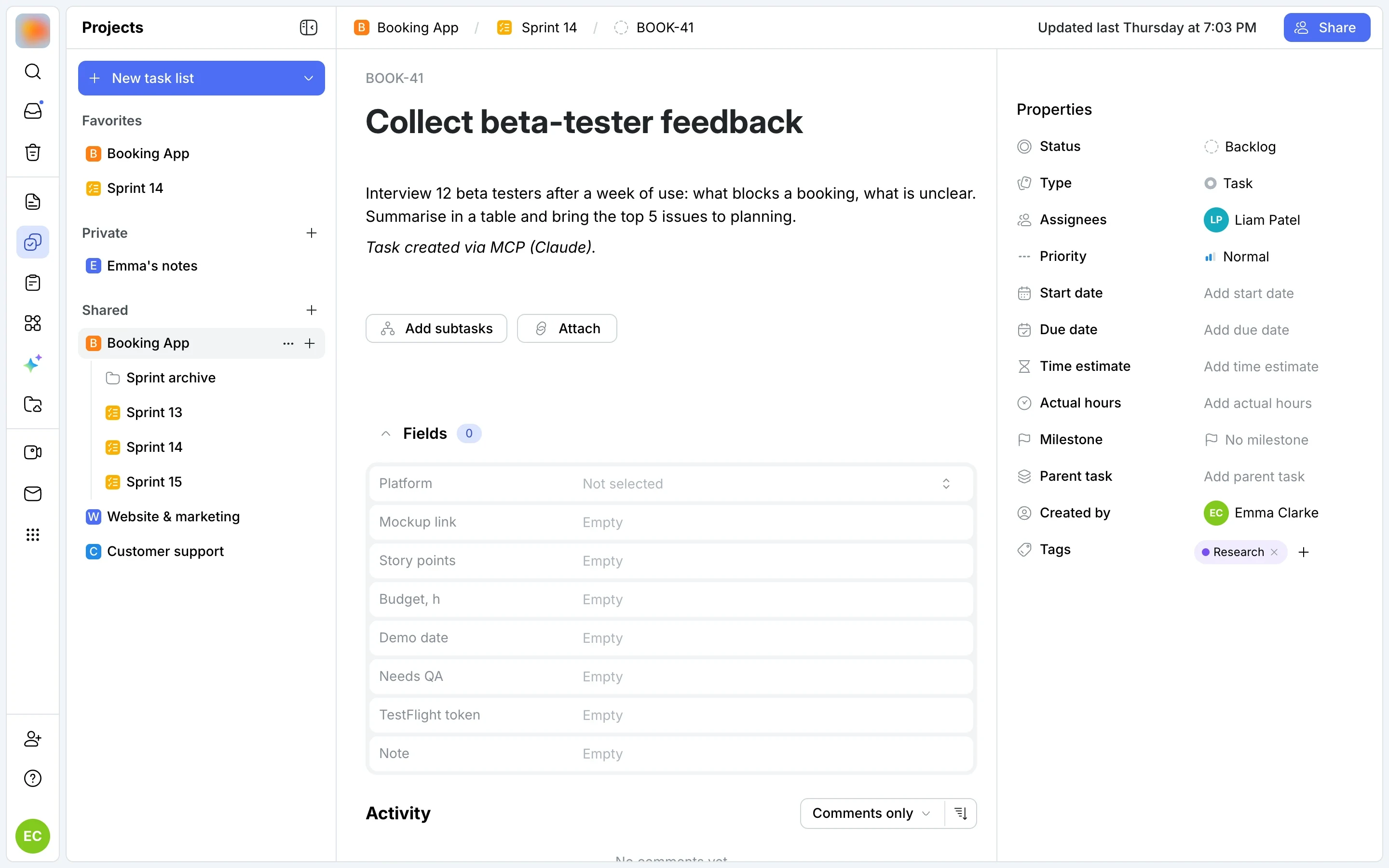 Task BOOK-41 created via MCP