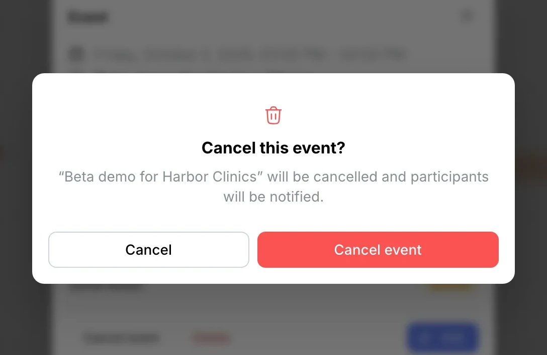 Cancel event? Participants will be notified