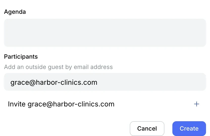 Participants: a guest’s email and the Invite … line
